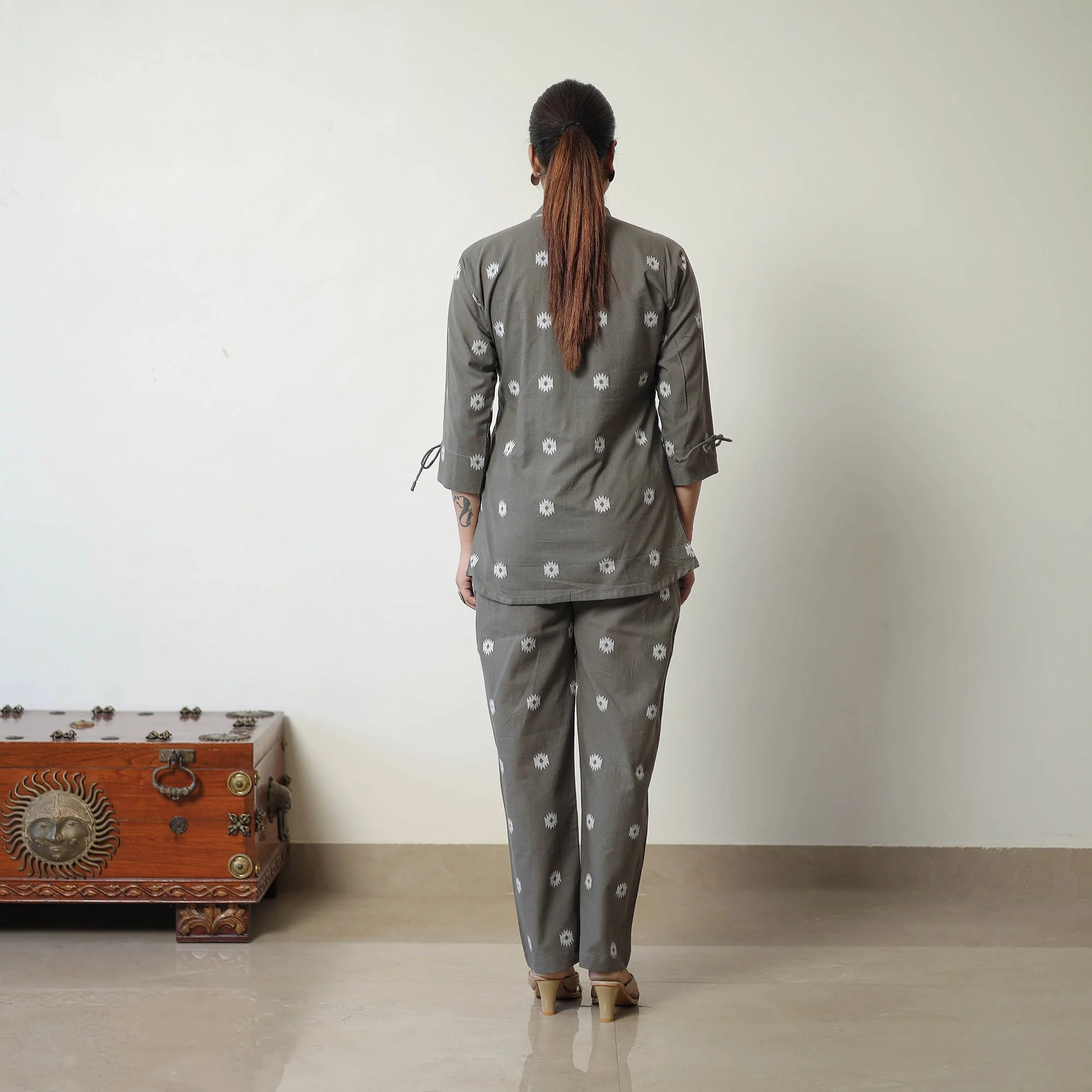 Grey - Jacquard Cotton Co-Ord Set 04 - Image 5