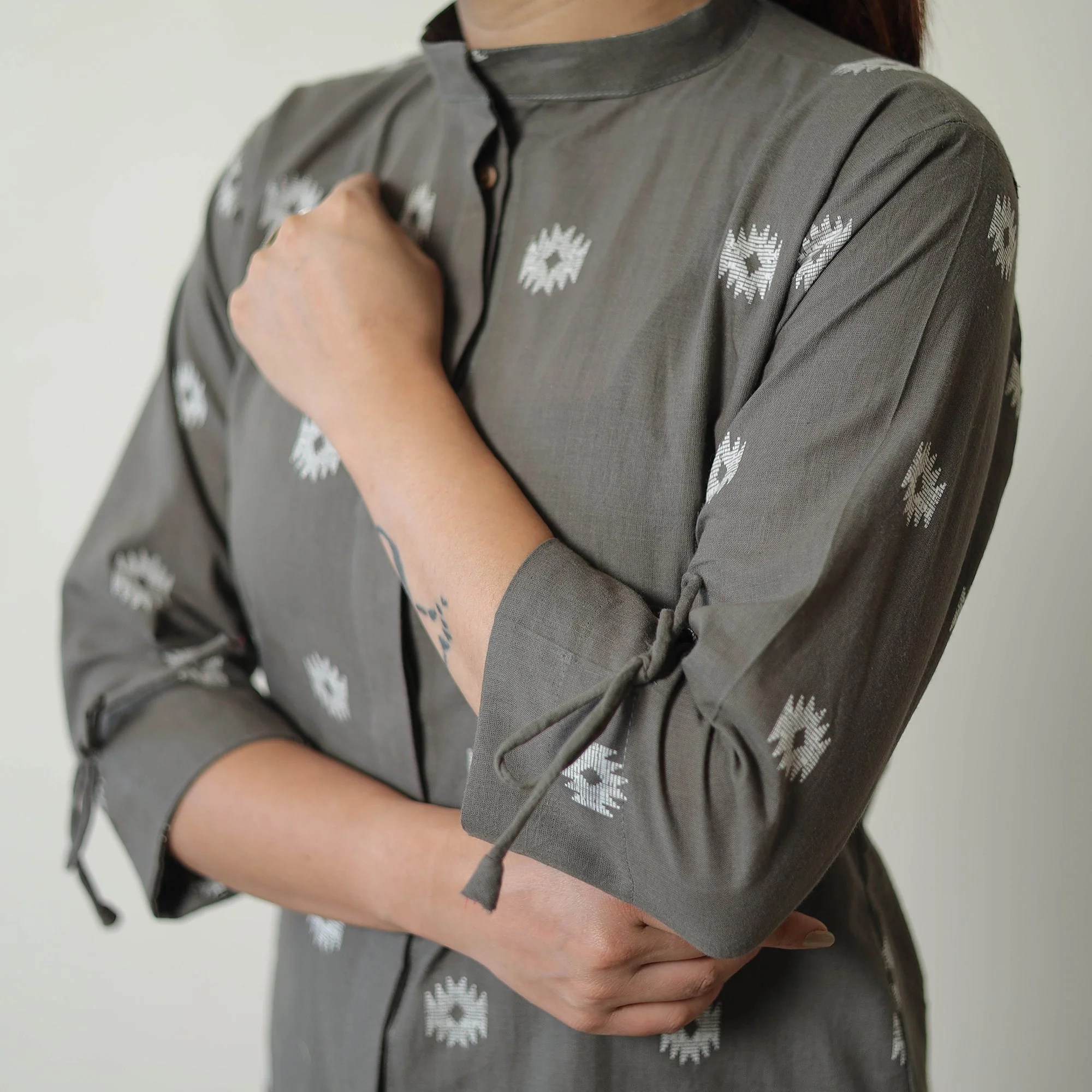 Grey - Jacquard Cotton Co-Ord Set 04 - Image 8