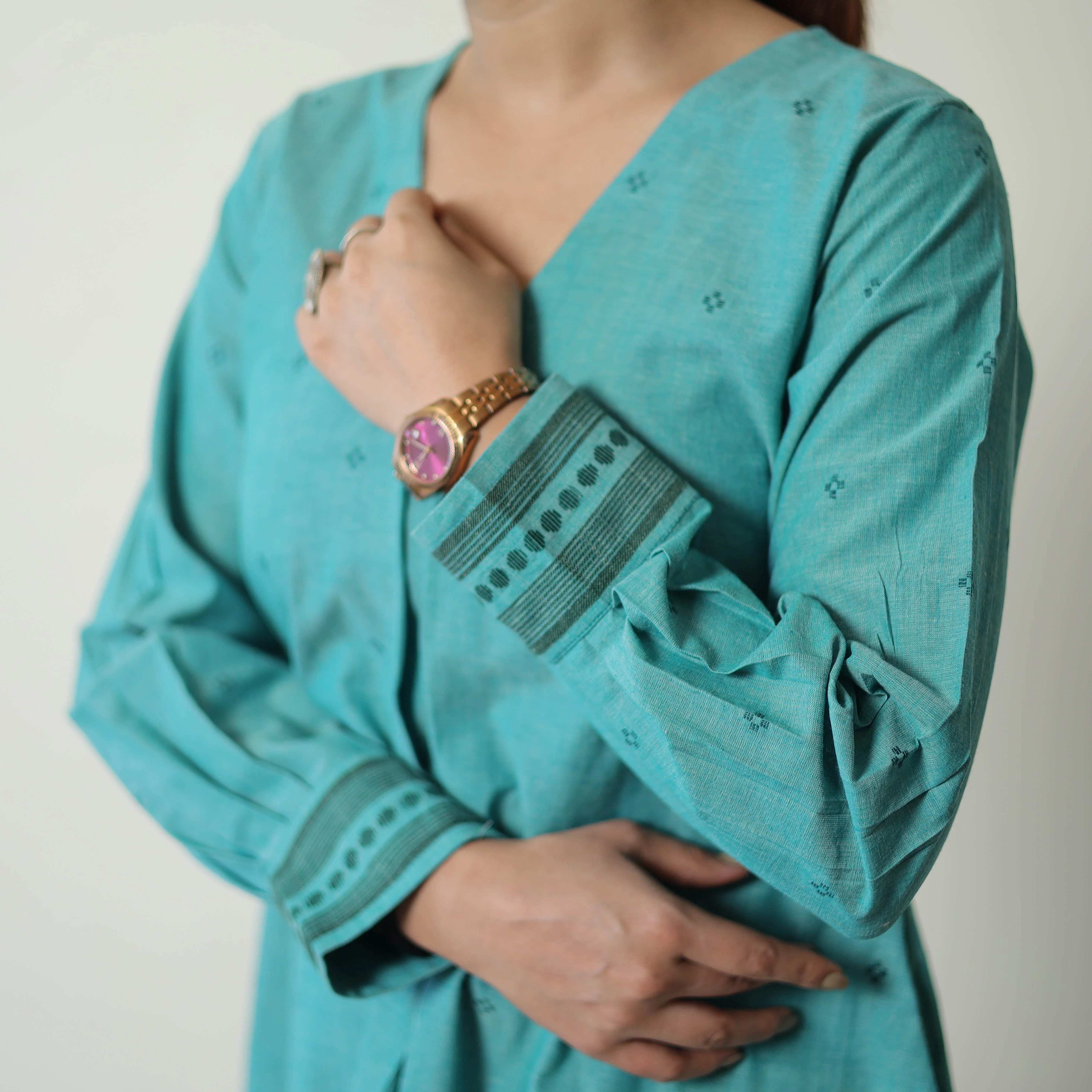 Green - Jacquard Cotton Co-Ord Set 06 - Image 7