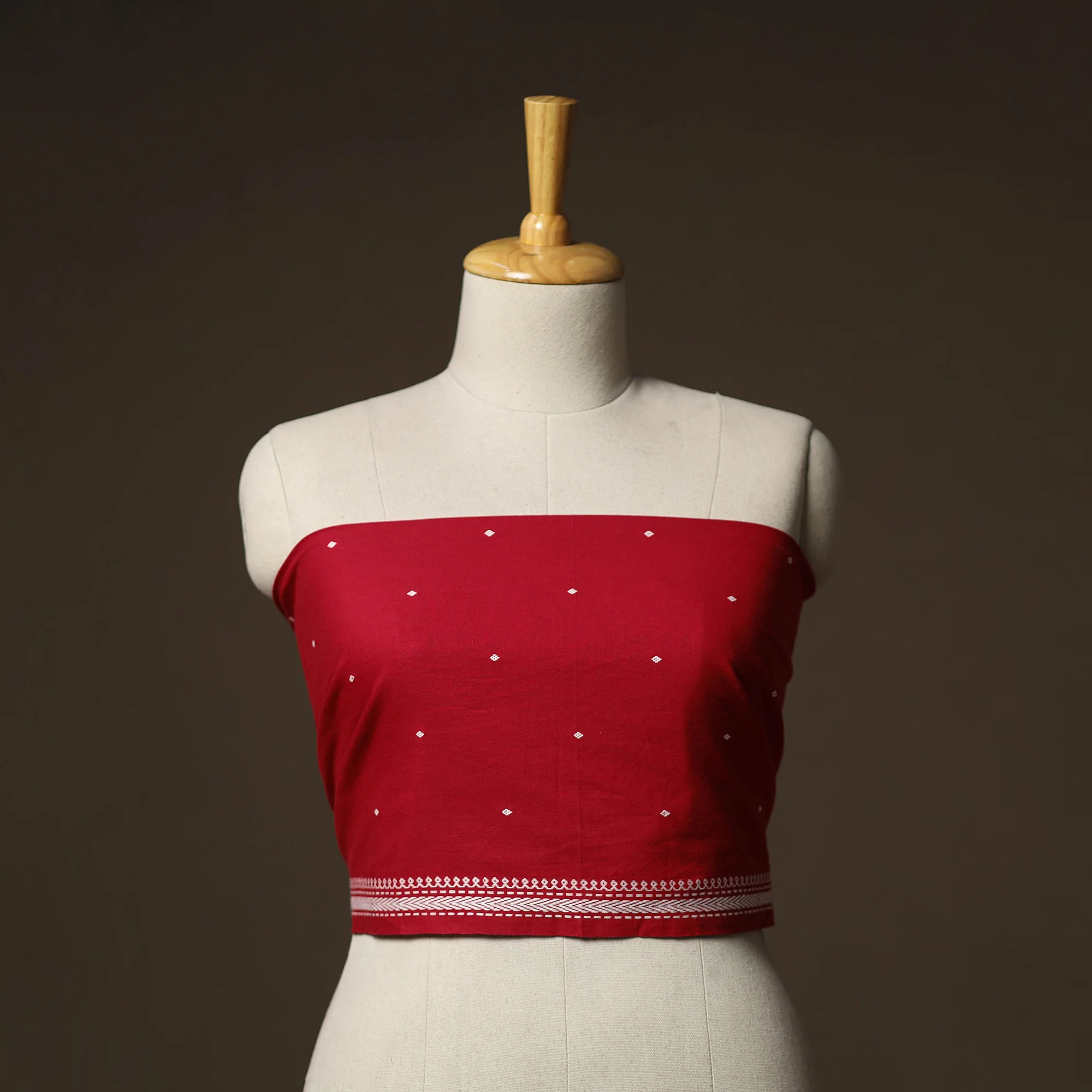 Red - Jacquard Weave Cotton Blouse Piece 39