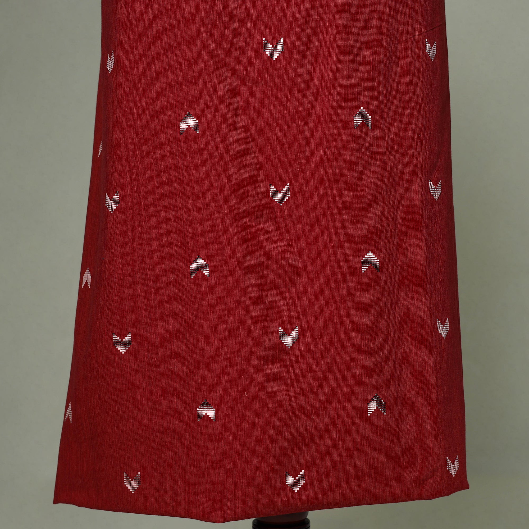 Red - Jacquard Weave Cotton Patchwork Unstitched Kurta Material (2.5M) 16 - Image 3