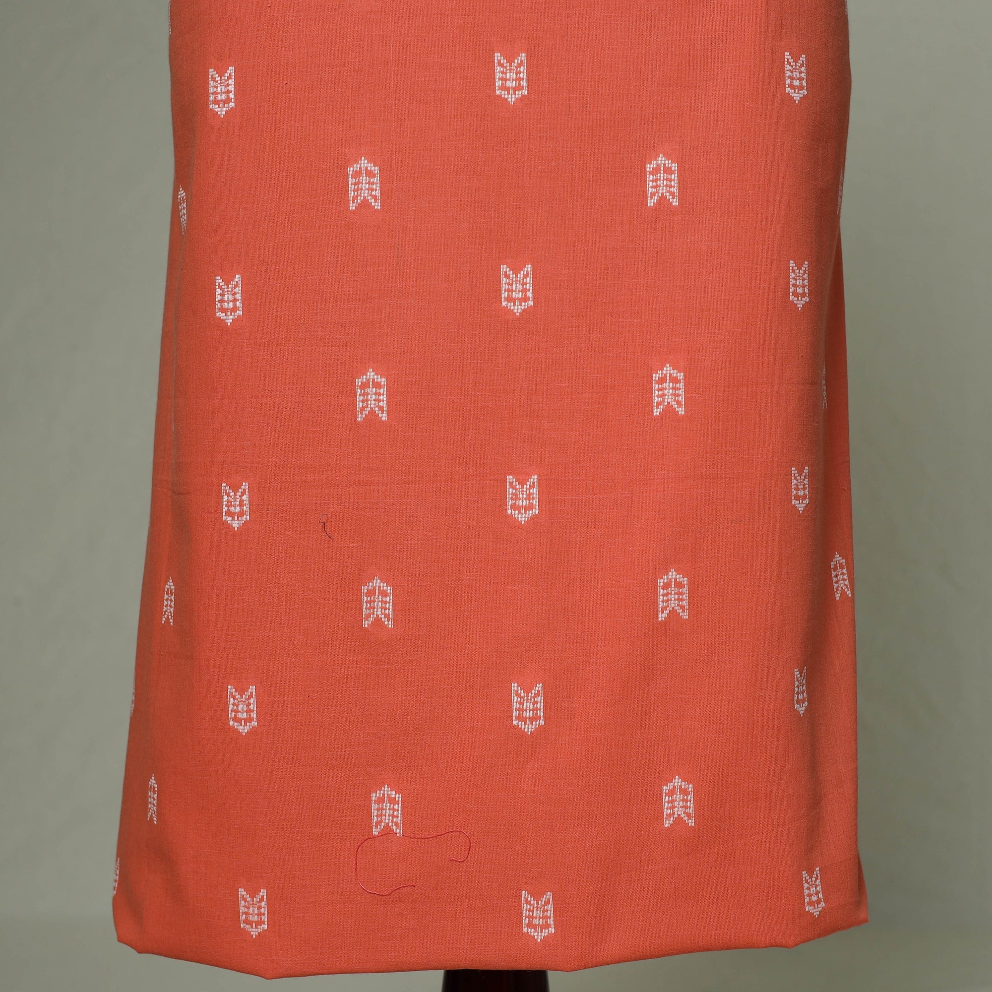 Orange - Jacquard Weave Cotton Patchwork Unstitched Kurta Material (2.5M) 19 - Image 3