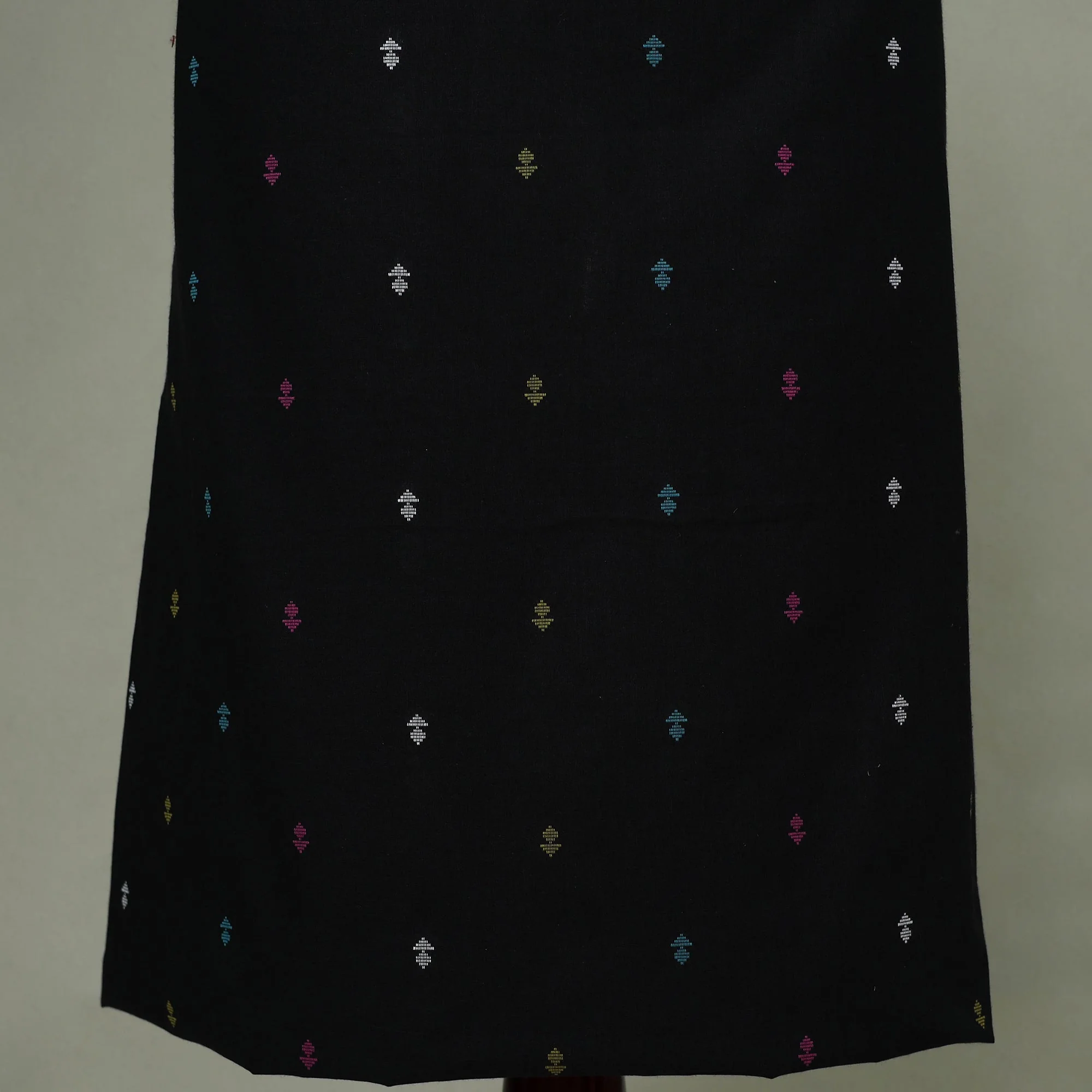 Black - Jacquard Weave Cotton Patchwork Unstitched Kurta Material (2.5M) 21 - Image 3