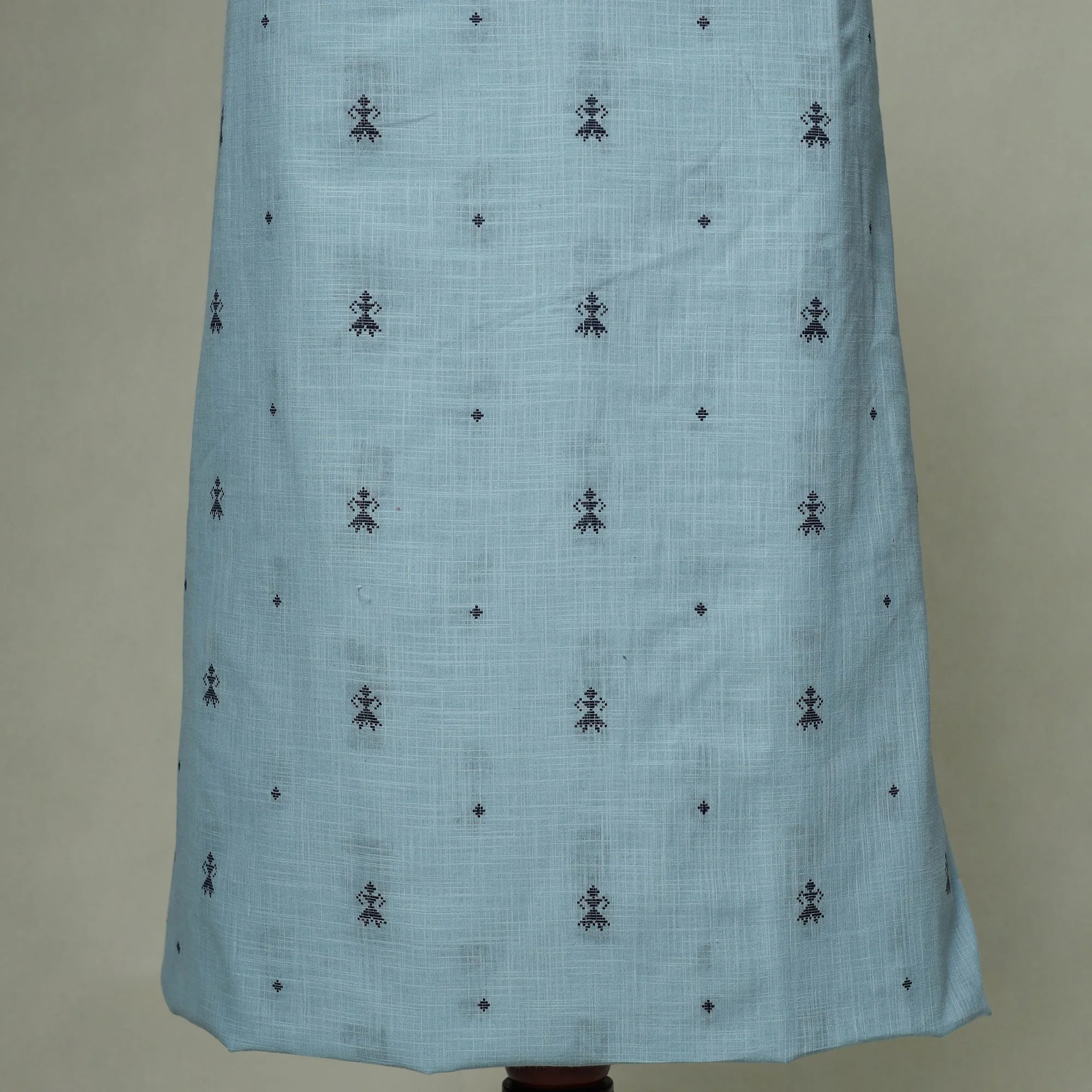 Blue - Jacquard Weave Cotton Patchwork Unstitched Kurta Material (2.5M) 39 - Image 3