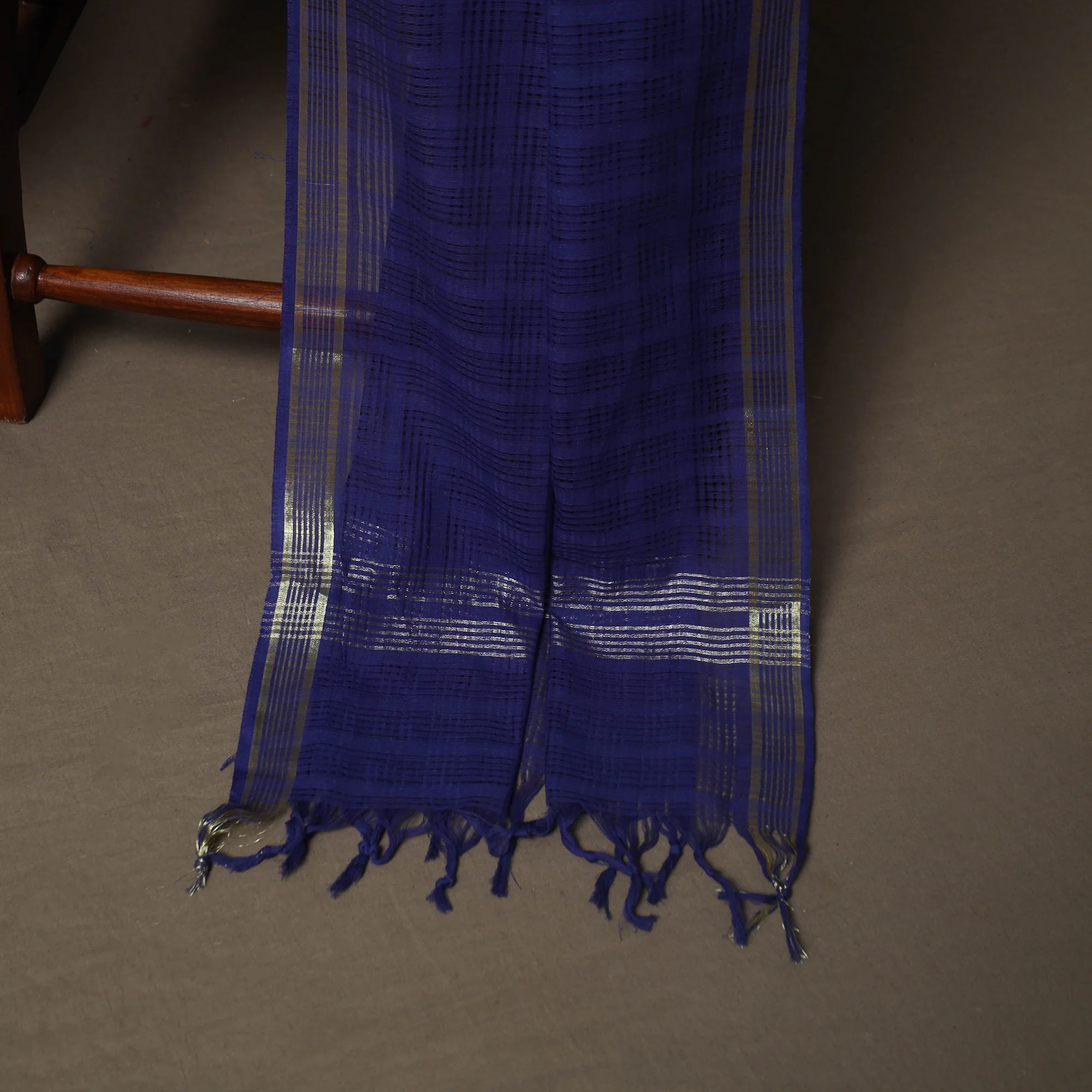 Blue - Jacquard Woven Pure Cotton 3pc Unstitched Dress Material Suit Set 82 - Image 4