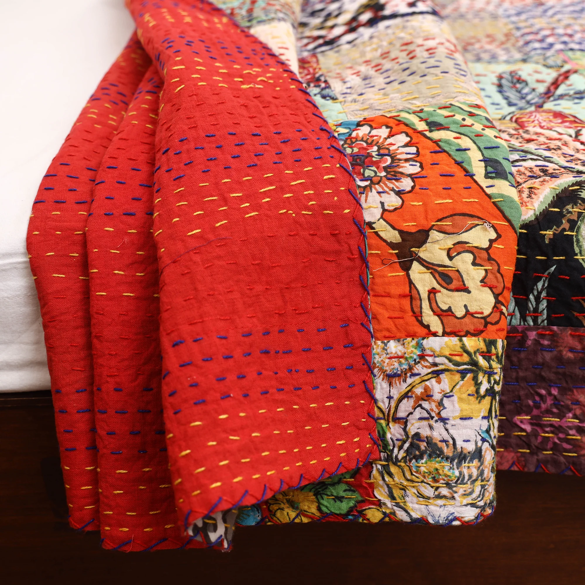 Multicolor - Jaipur Print Tagai Work Double Bedsheet (108 x 90 in) 06 - Image 5