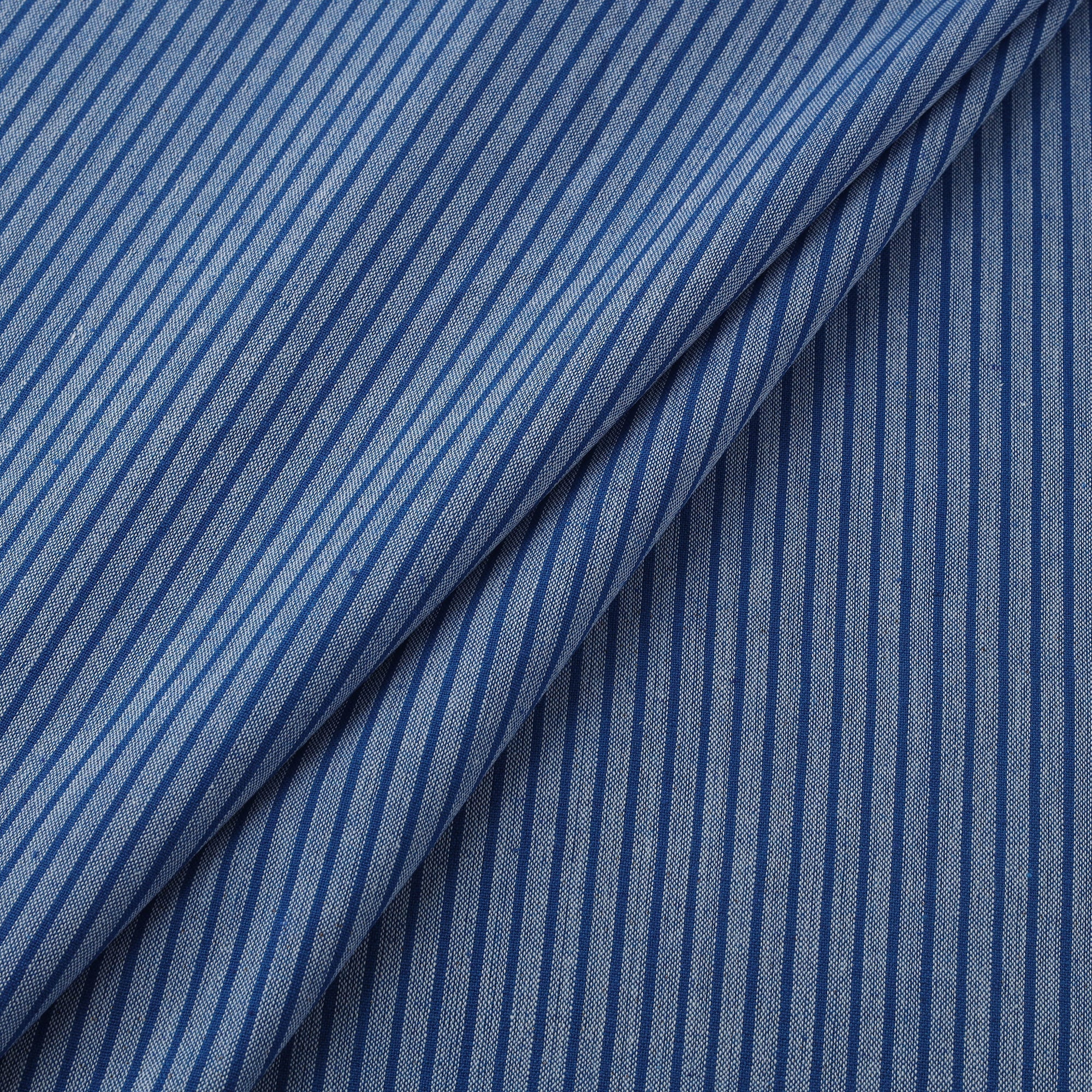 Blue - Jhiri Pure Handloom Cotton Fabric 08 - Image 2