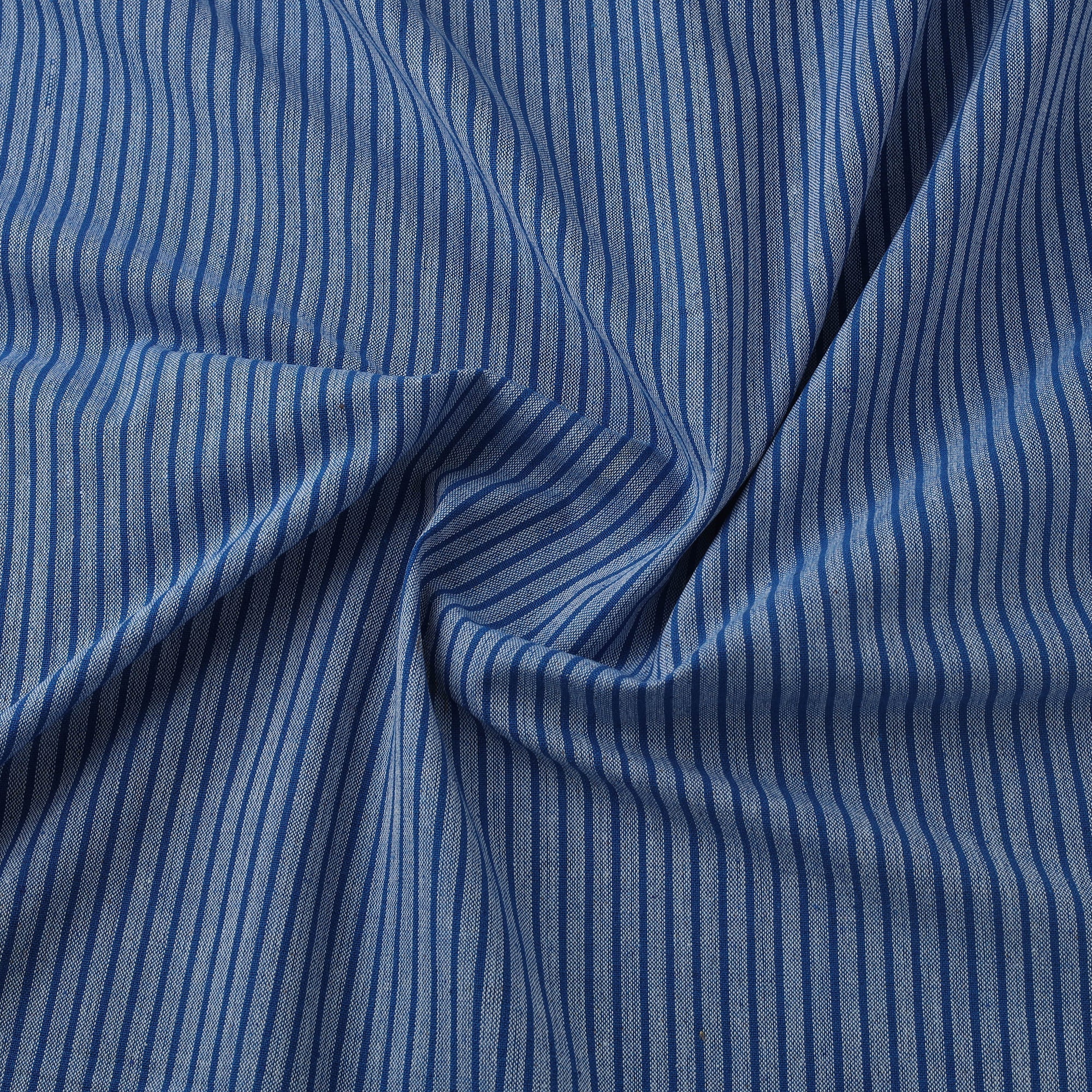 Blue - Jhiri Pure Handloom Cotton Fabric 08 - Image 3