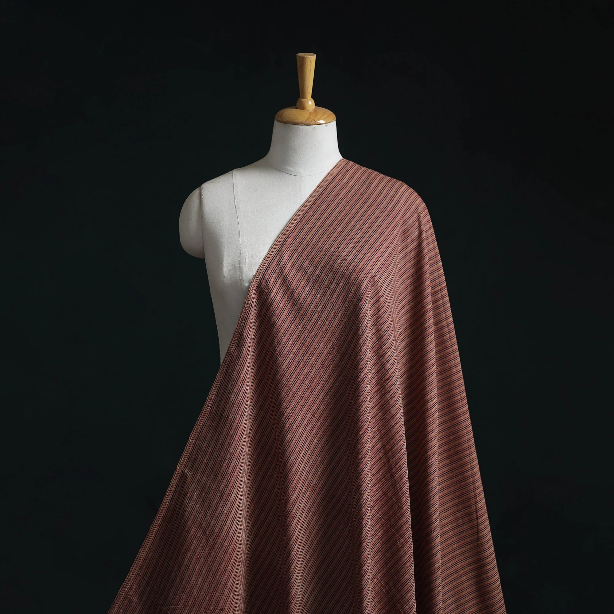 Brown - Jhiri Pure Handloom Cotton Fabric 14