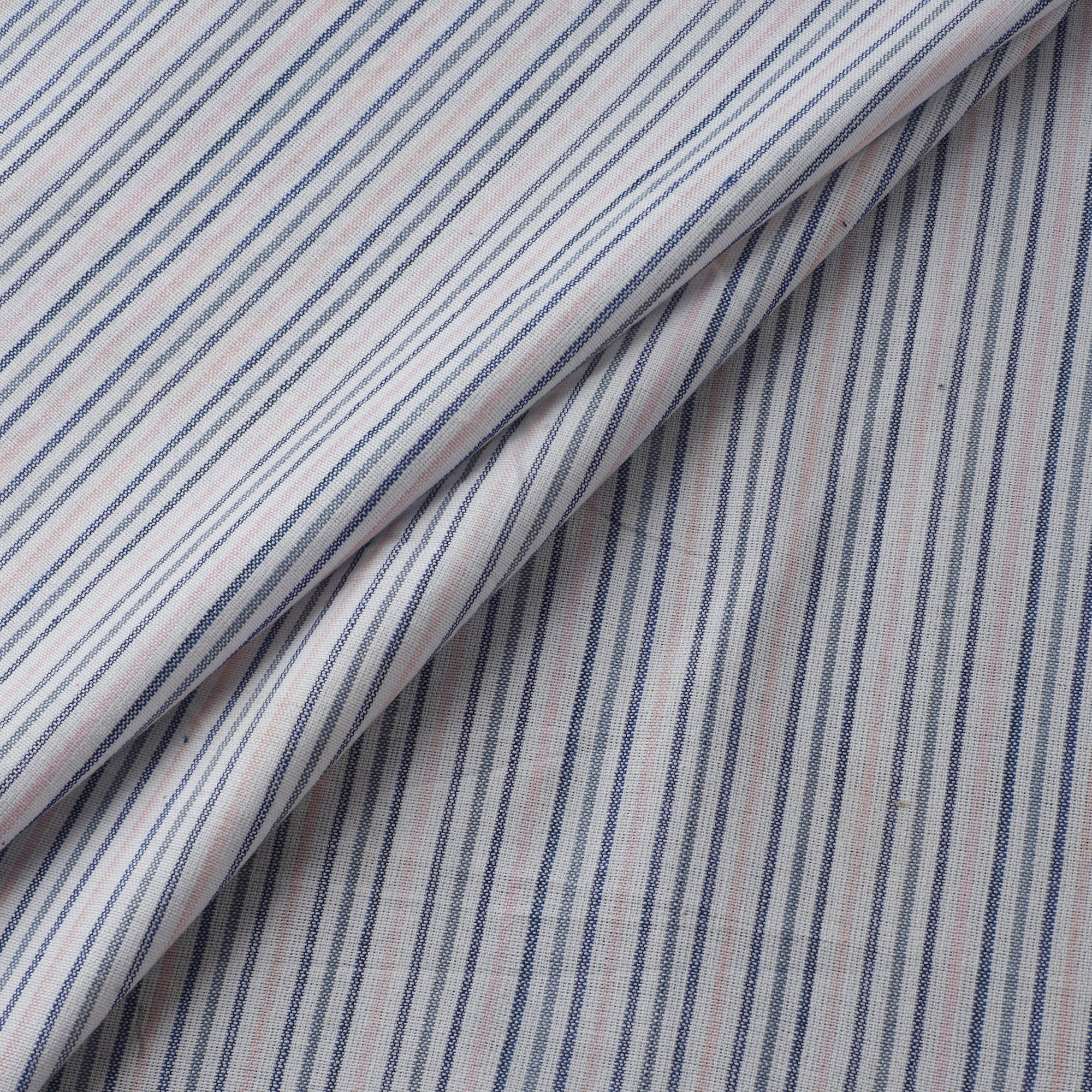 Gray - Jhiri Pure Handloom Stripes Cotton Fabric 07 - Image 2