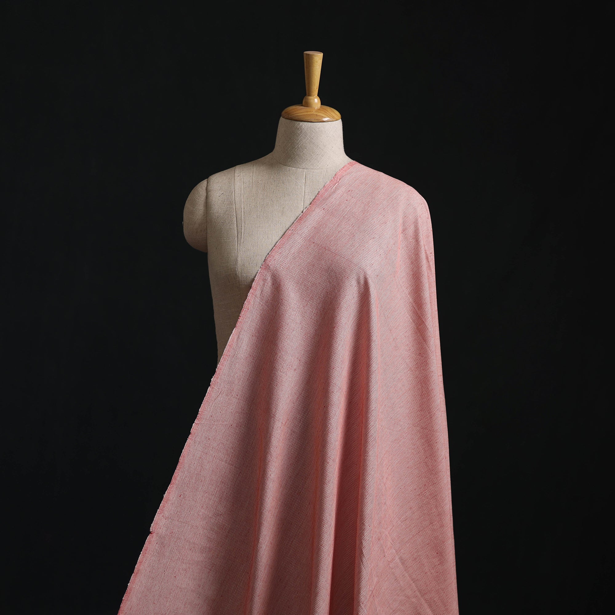 Pink - Jhiri Pure Handloom Stripes Cotton Fabric 10