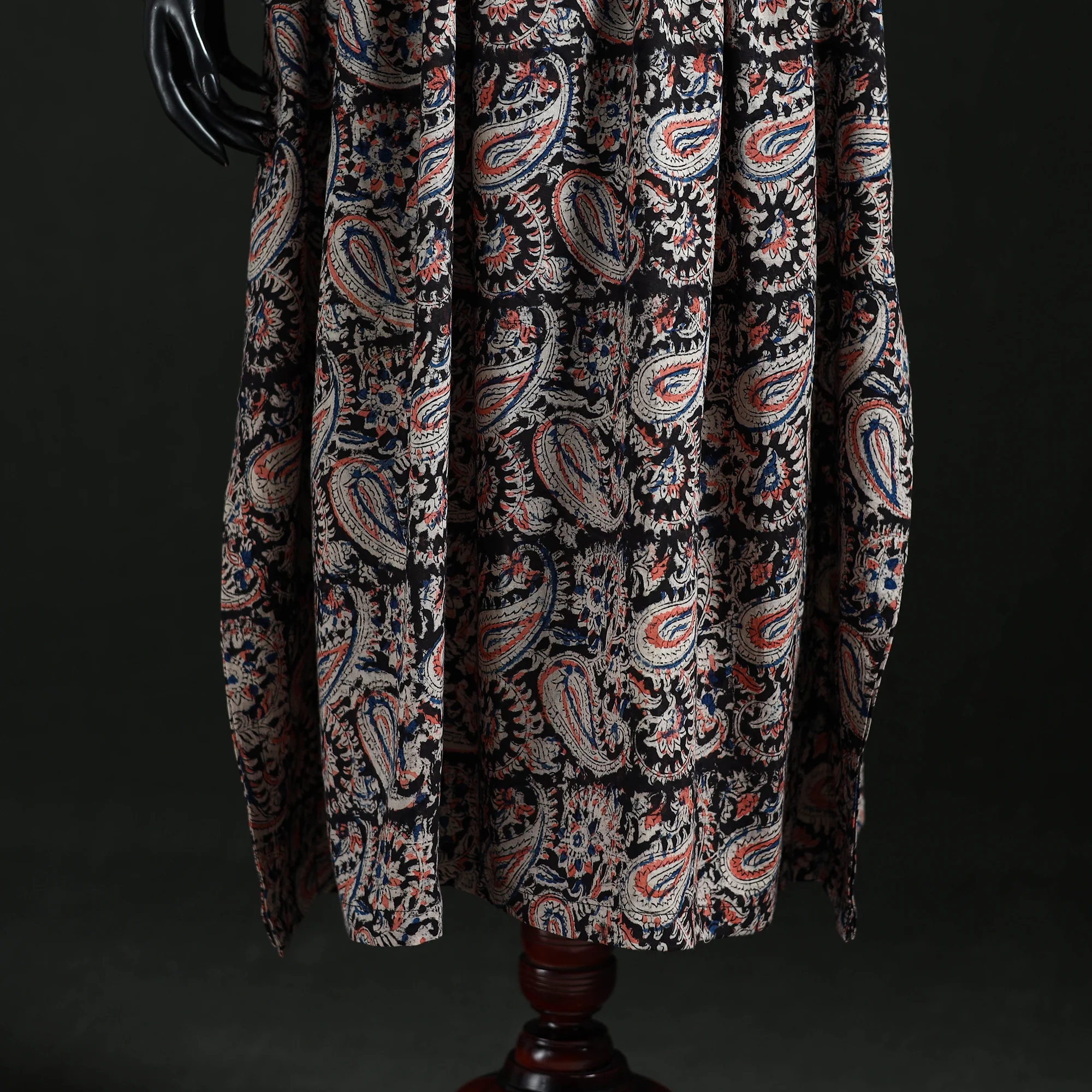 Kalamkari Hand Block Print Natural Dyed Cotton Kaftan (Long) 04 - Image 4