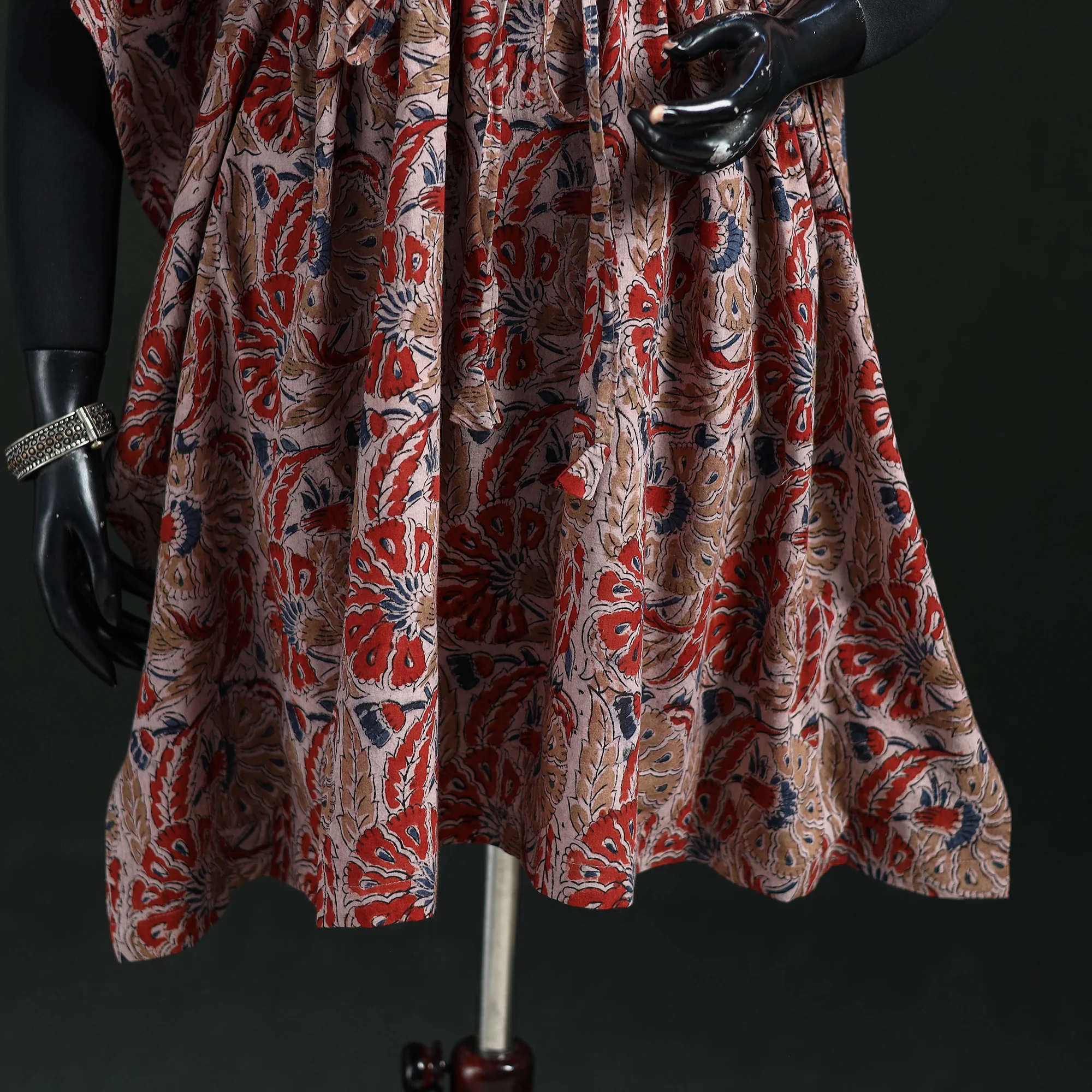 Pink - Kalamkari Hand Block Print Natural Dyed Cotton Kaftan (Short) 26 - Image 4