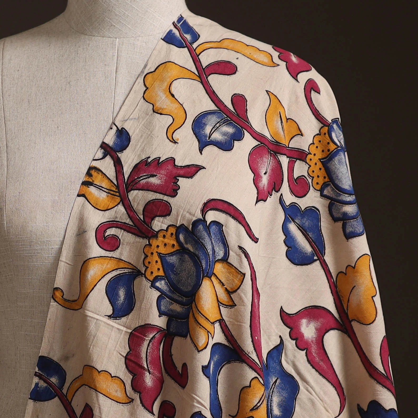 Multicolor - Kalamkari Printed Cotton Fabric 01 - Image 2