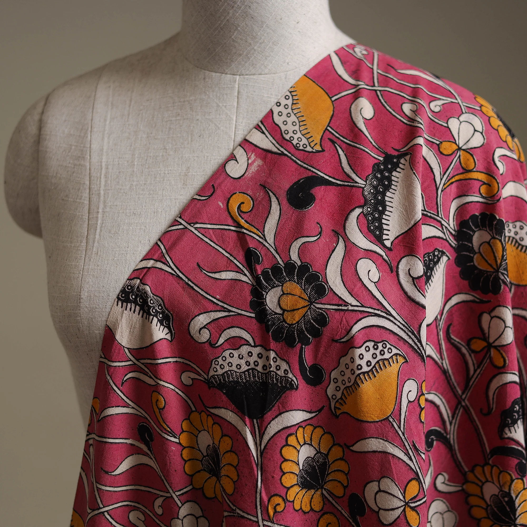 Pink - Kalamkari Printed Cotton Fabric 03 - Image 2