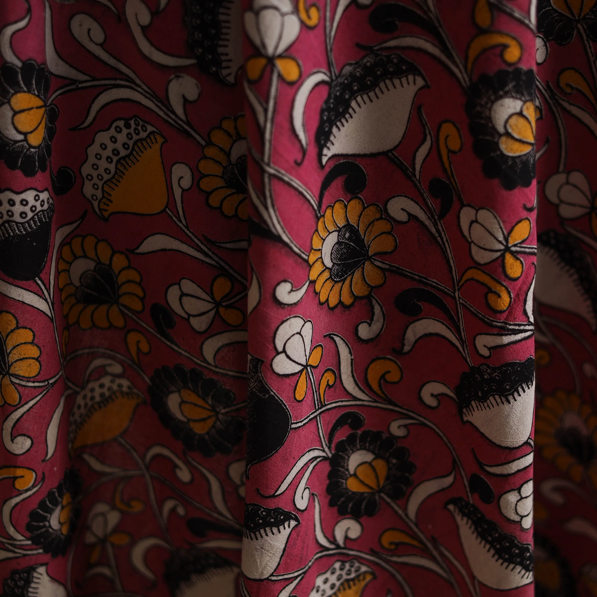 Pink - Kalamkari Printed Cotton Fabric 03 - Image 3