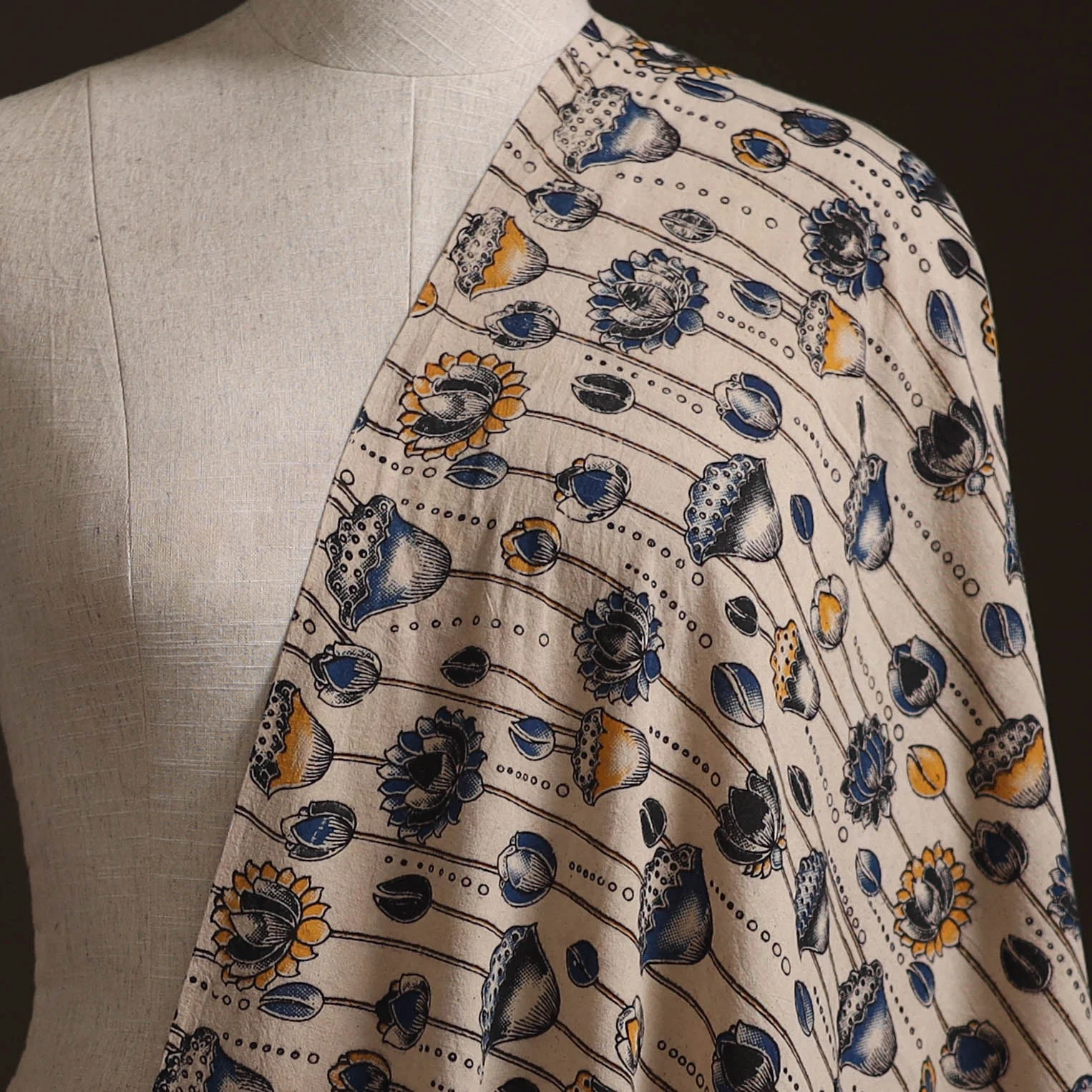 Beige - Kalamkari Printed Cotton Fabric 04 - Image 2