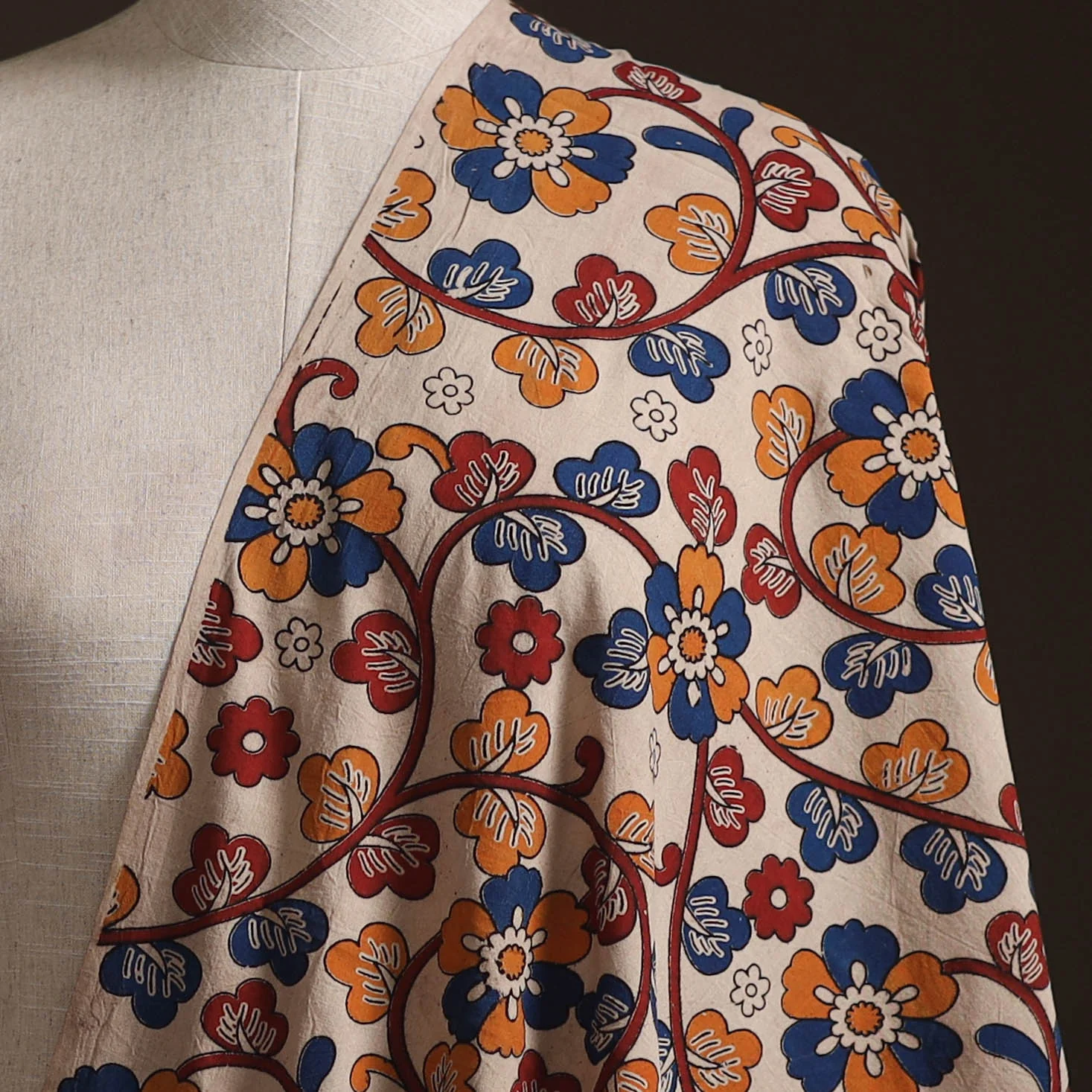 Multicolor - Kalamkari Printed Cotton Fabric 05 - Image 2