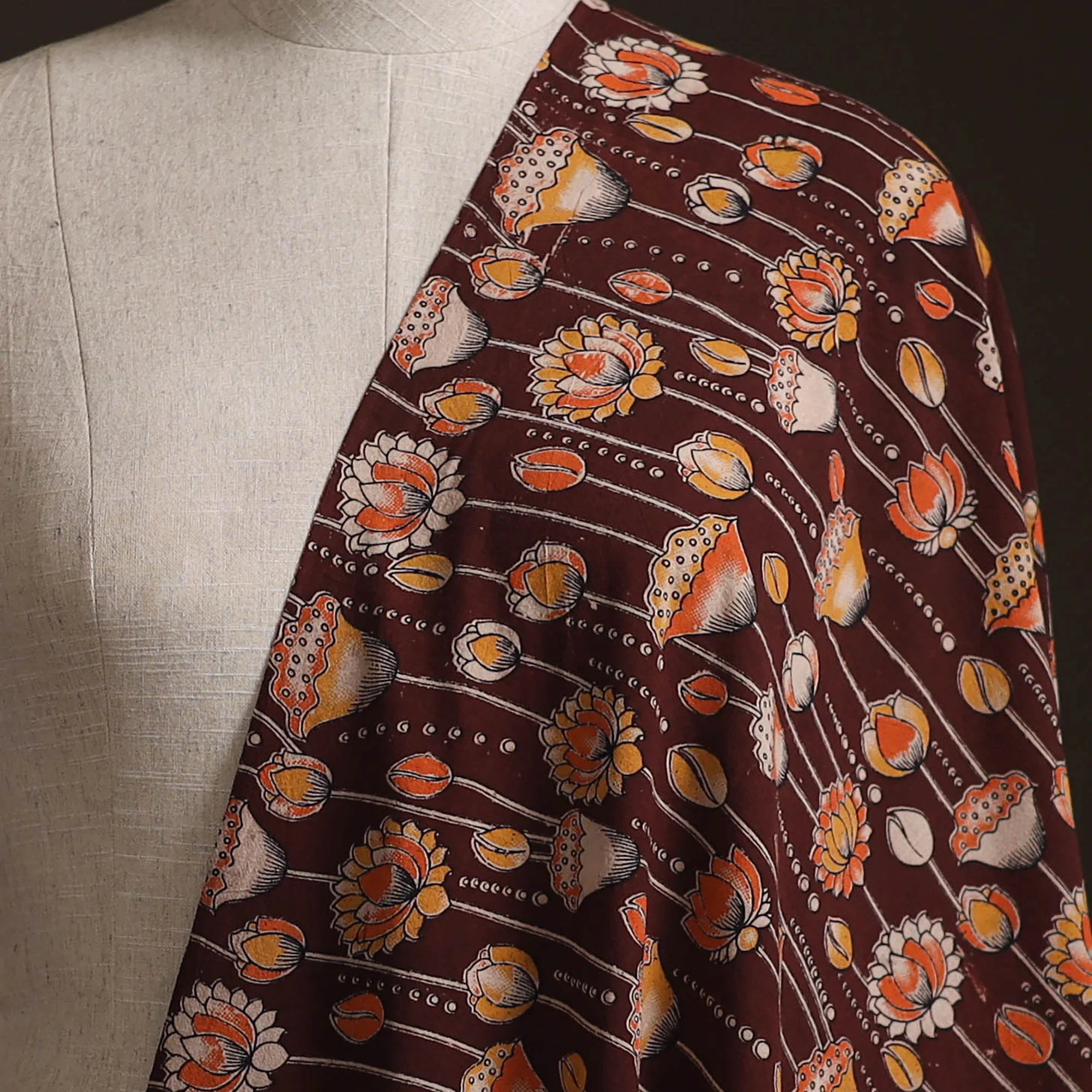 Brown - Kalamkari Printed Cotton Fabric 05 - Image 2