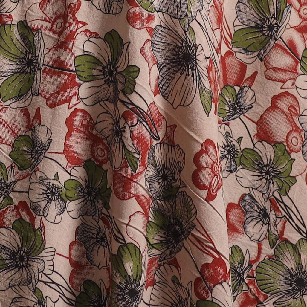 Multicolor - Kalamkari Printed Cotton Fabric 06 - Image 3