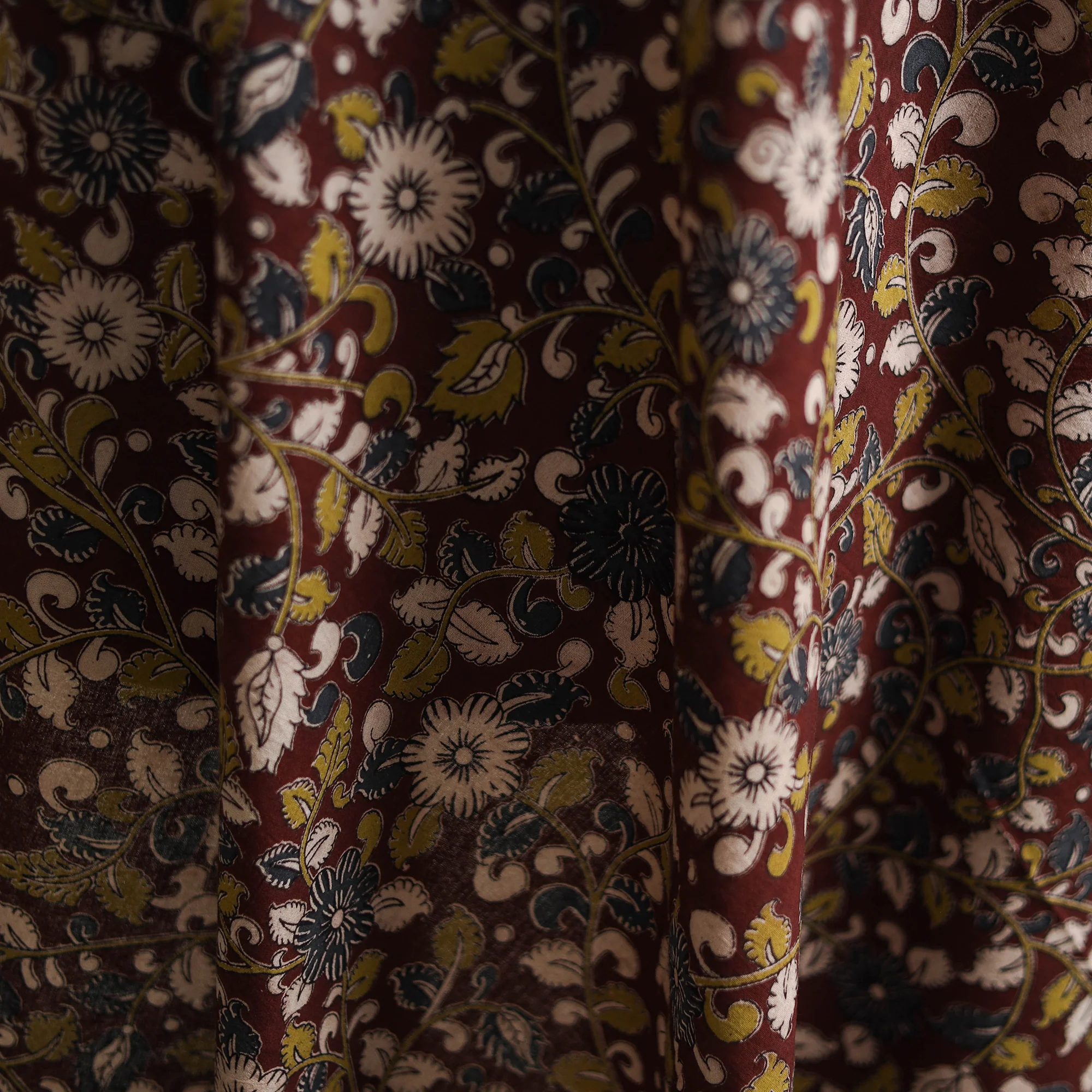 Maroon - Kalamkari Printed Cotton Fabric 07 - Image 3
