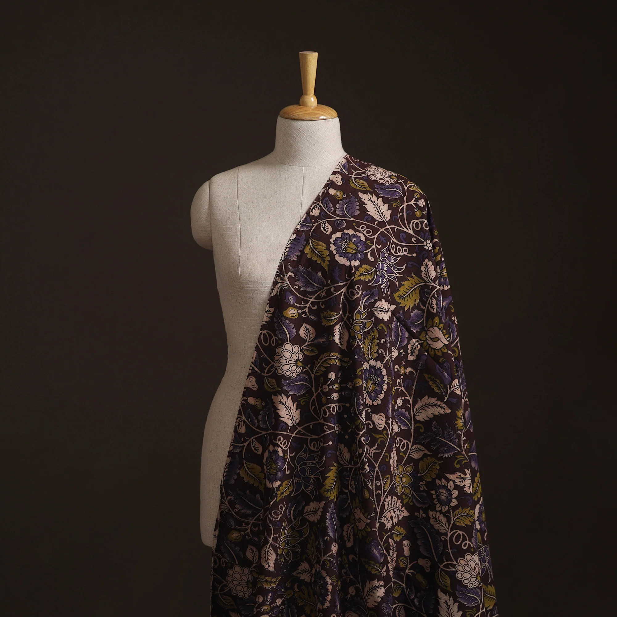 Brown - Kalamkari Printed Cotton Fabric 10