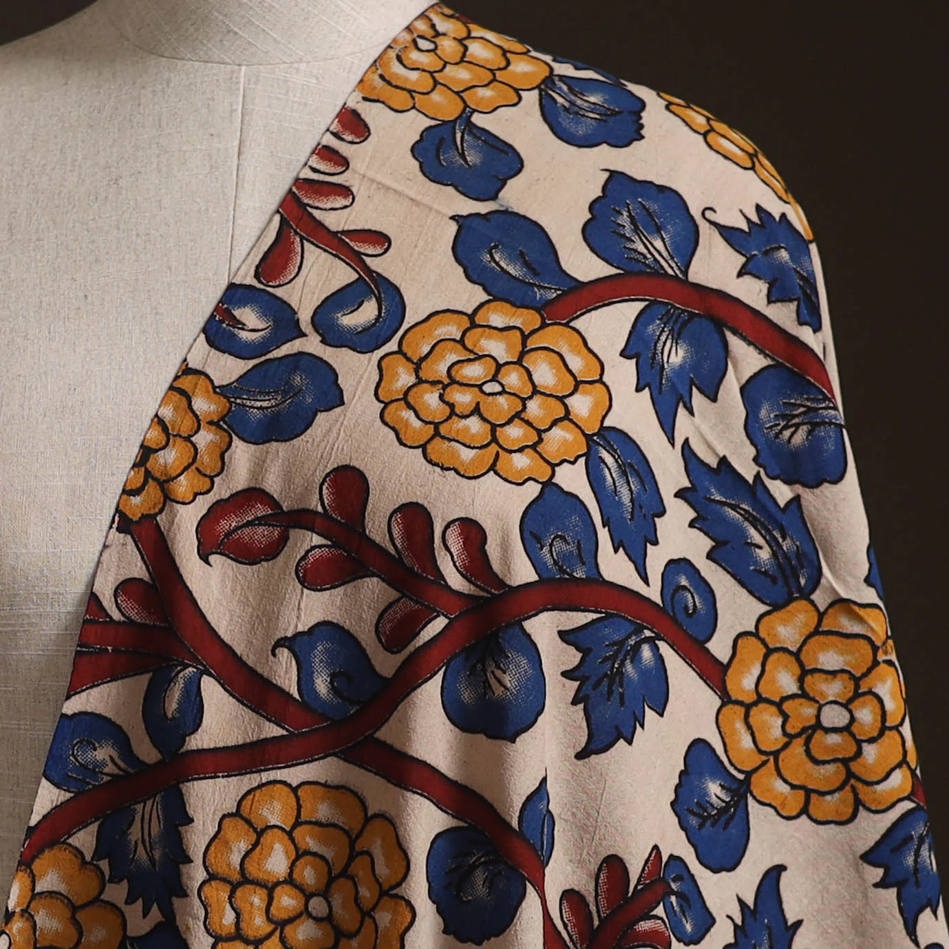 Multicolor - Kalamkari Printed Cotton Fabric 12 - Image 2