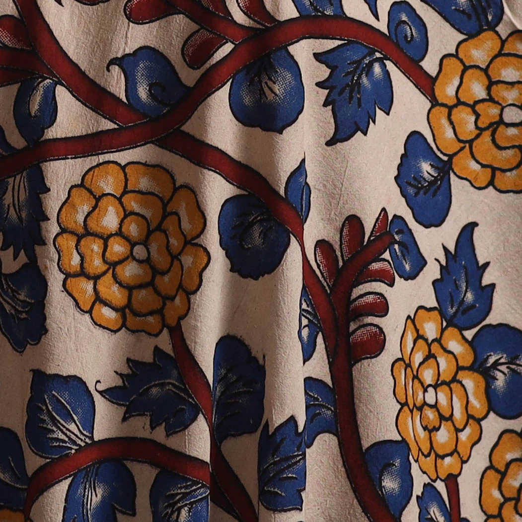 Multicolor - Kalamkari Printed Cotton Fabric 12 - Image 3