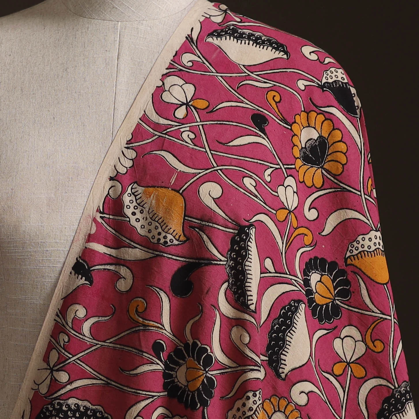 Pink - Kalamkari Printed Cotton Fabric 27 - Image 2