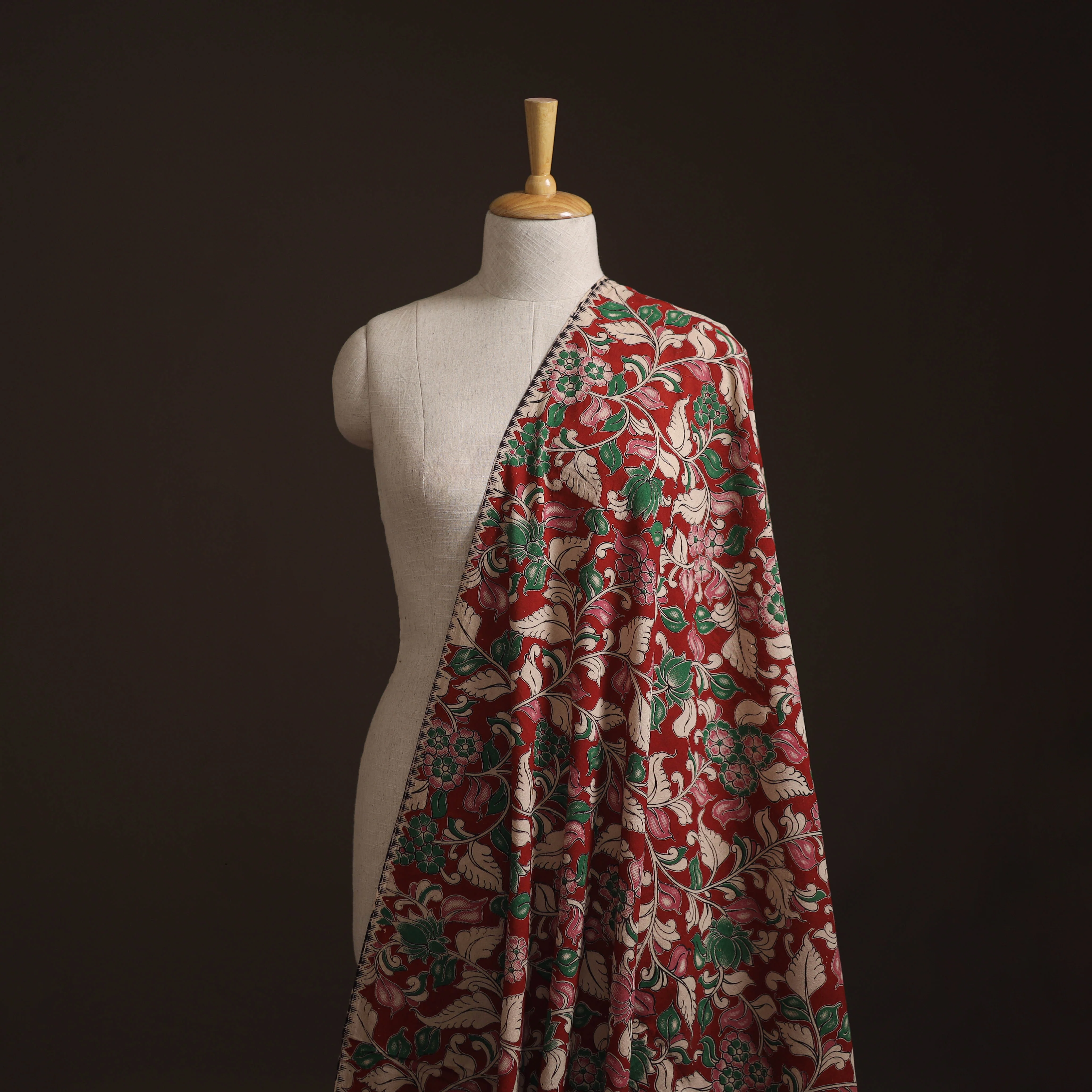 Red - Kalamkari Printed Cotton Fabric 29