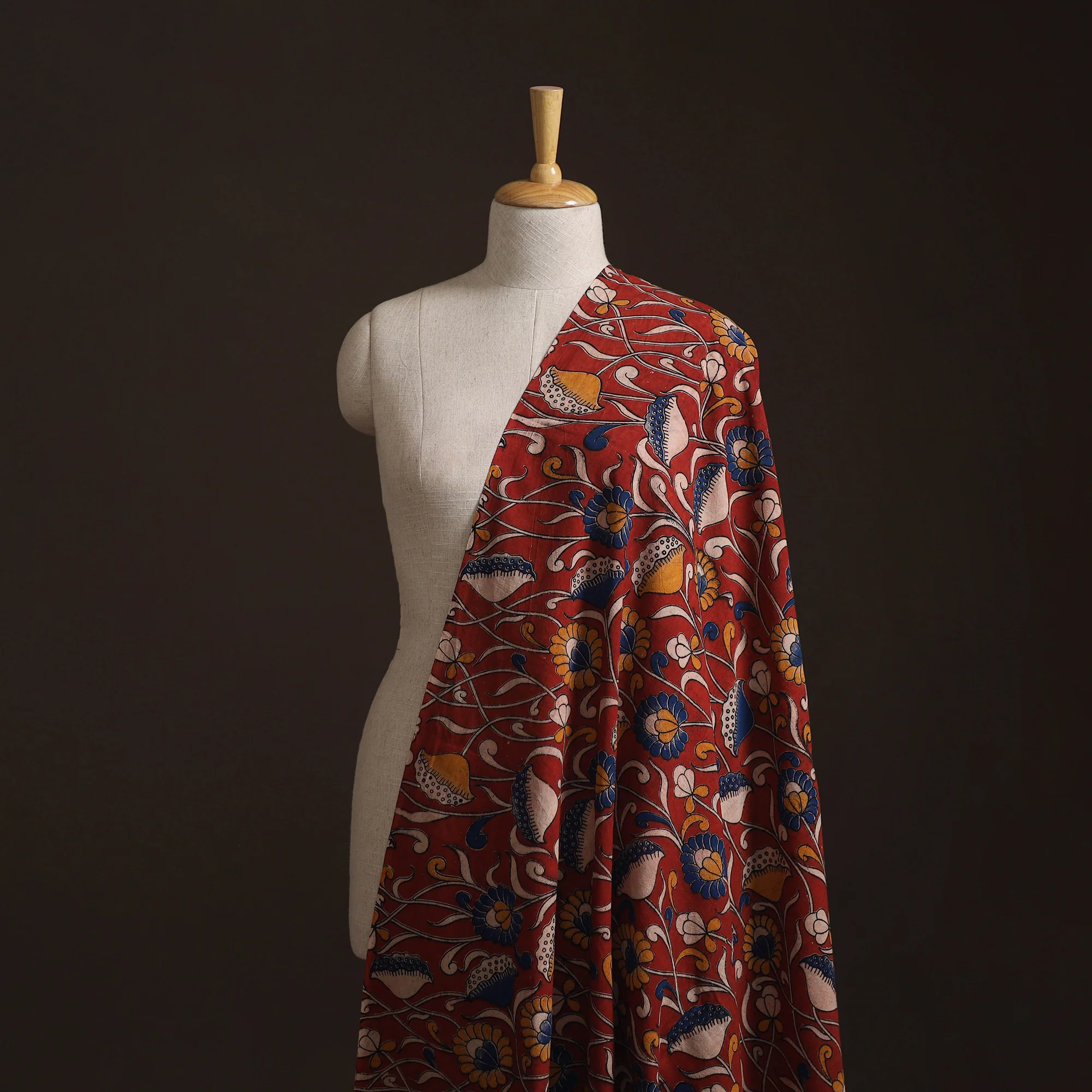 Red - Kalamkari Printed Cotton Fabric 30