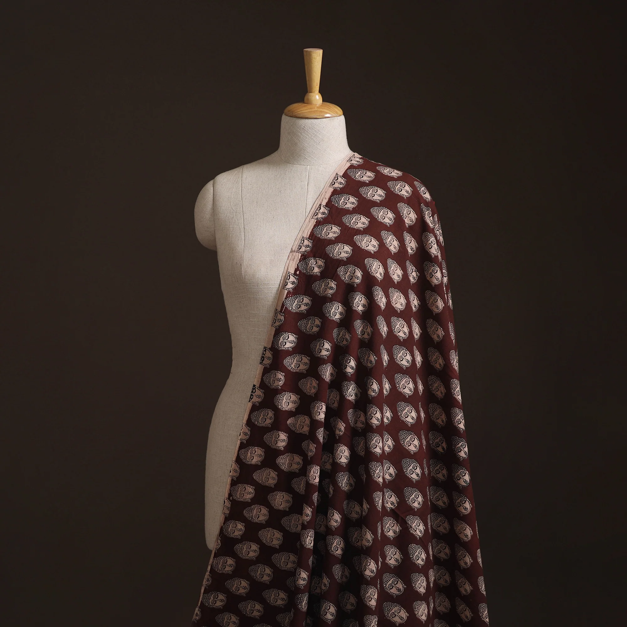 Maroon - Kalamkari Printed Cotton Fabric 31