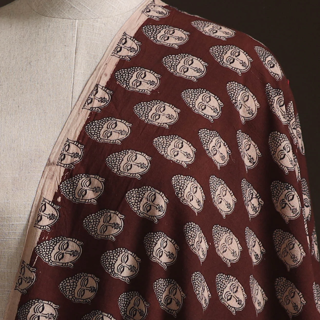 Maroon - Kalamkari Printed Cotton Fabric 31 - Image 2