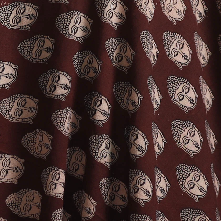 Maroon - Kalamkari Printed Cotton Fabric 31 - Image 3