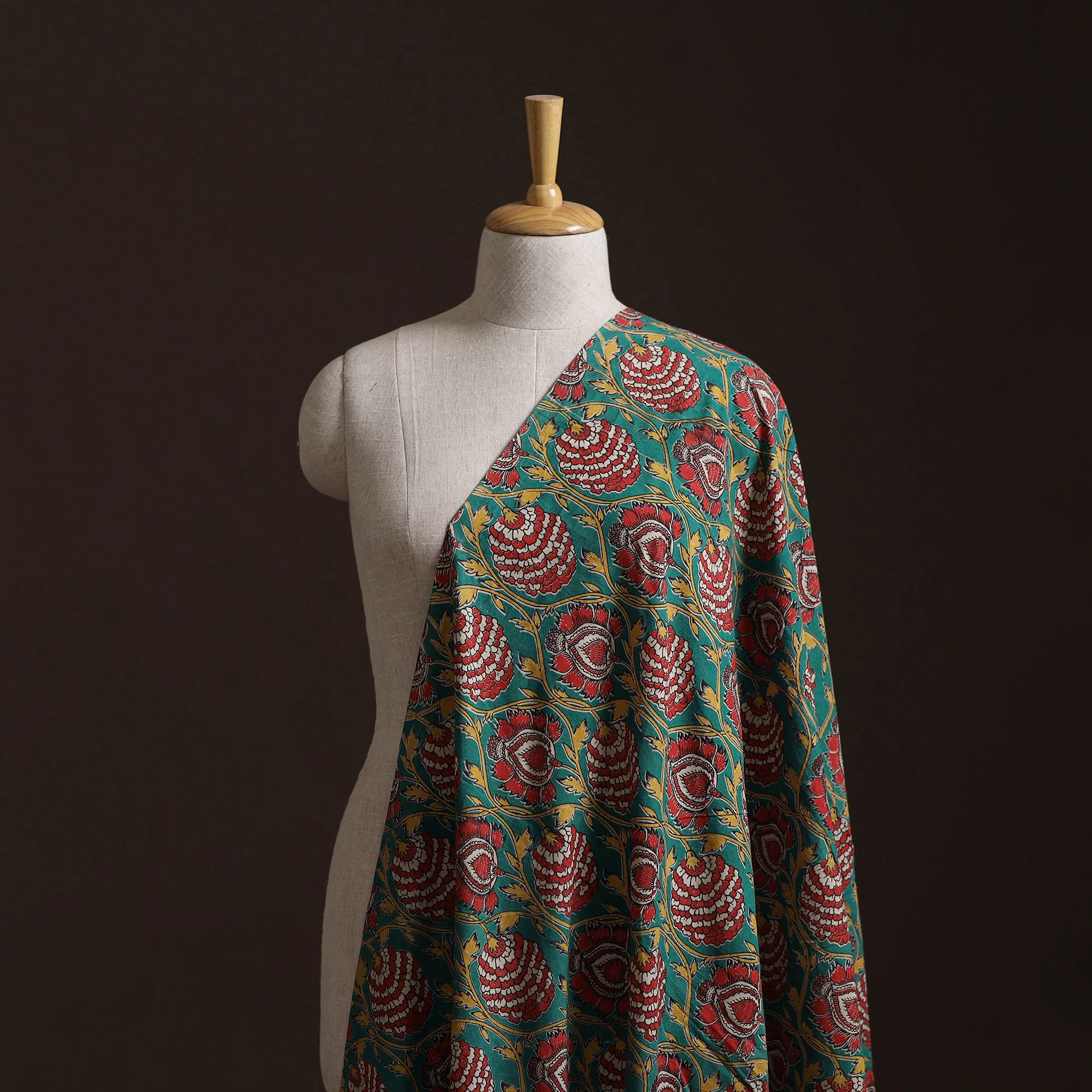 Green - Kalamkari Printed Cotton Fabric 50