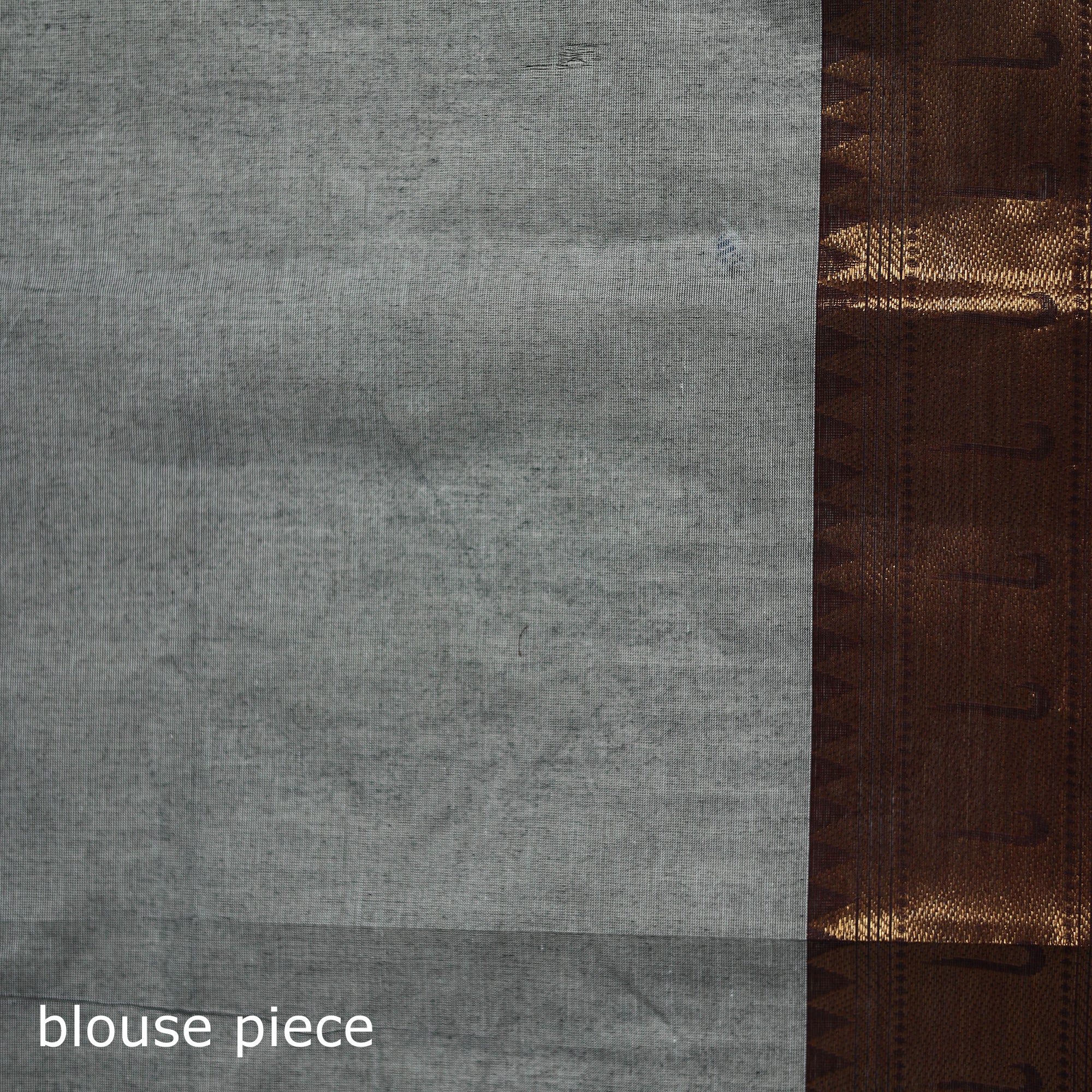 Grey - Kanchipuram Buti Cotton Saree with Border 60 - Image 5