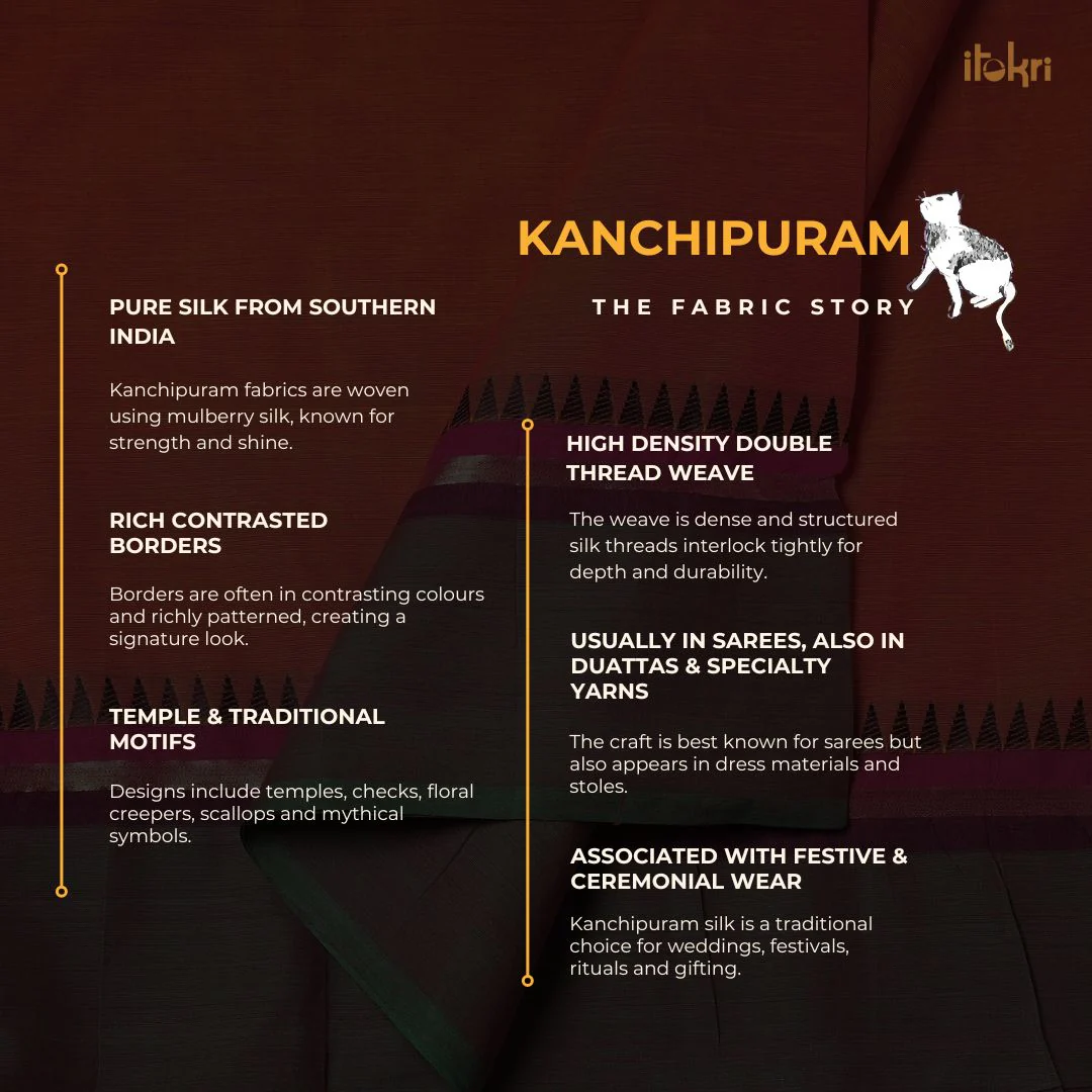 Maroon - Kanchipuram Checks Cotton Fabric with Thread Border 21 - Image 5