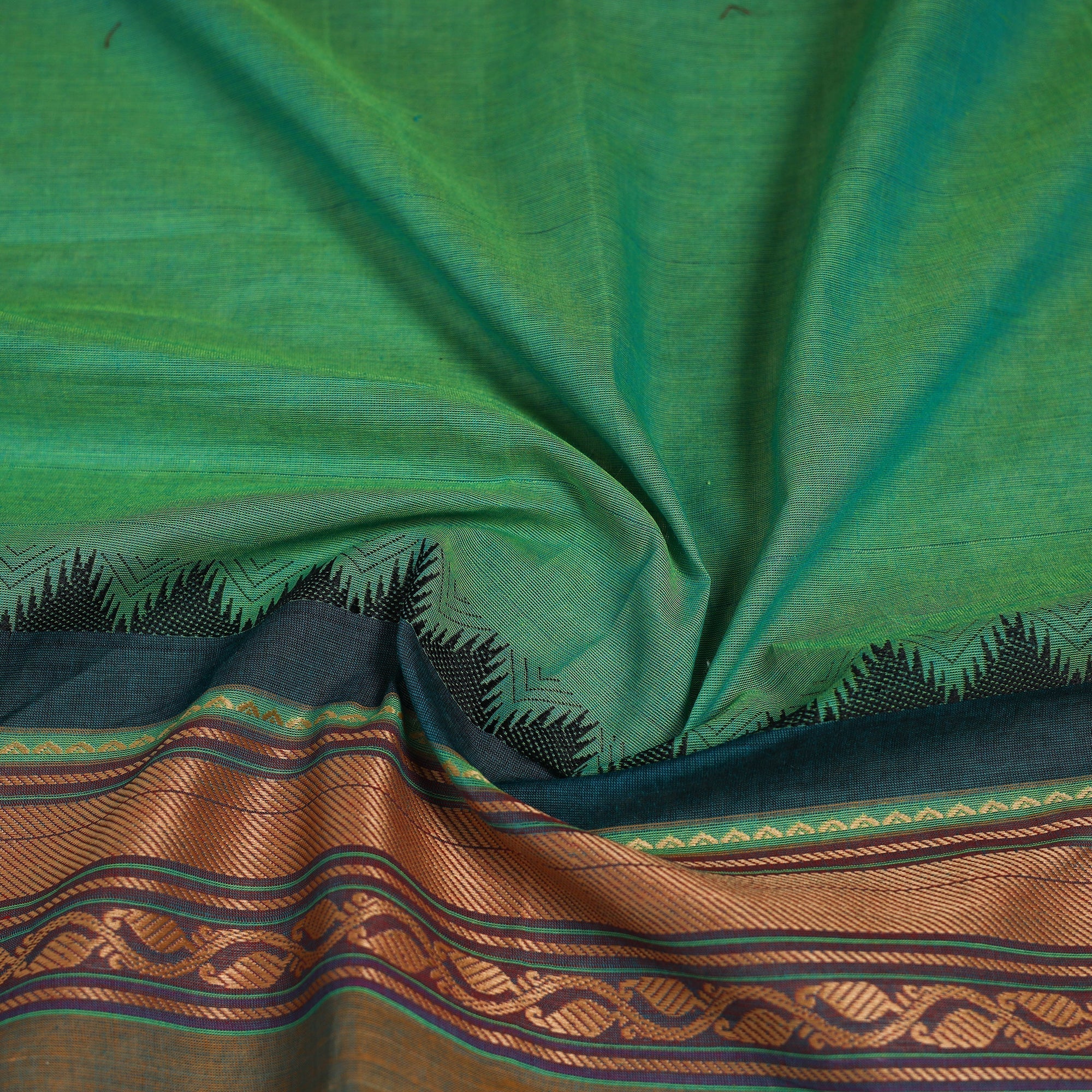 Green - Kanchipuram Cotton Blouse Piece 08 - Image 3