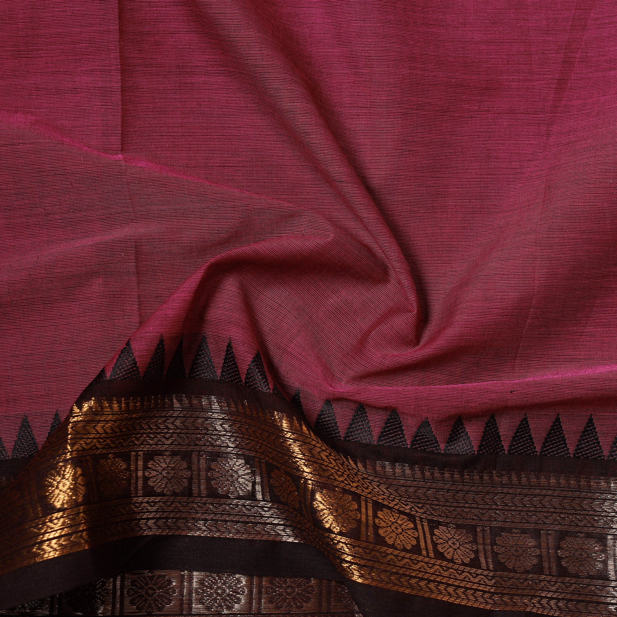 Pink - Kanchipuram Cotton Fabric with Zari Border 35 - Image 4