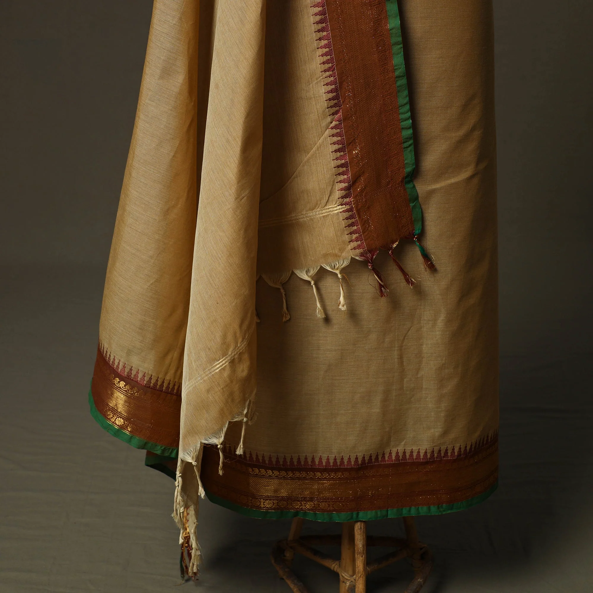 Beige - Kandangi Chettinad Cotton 2pc Unstitched Dress Material 04 - Image 4