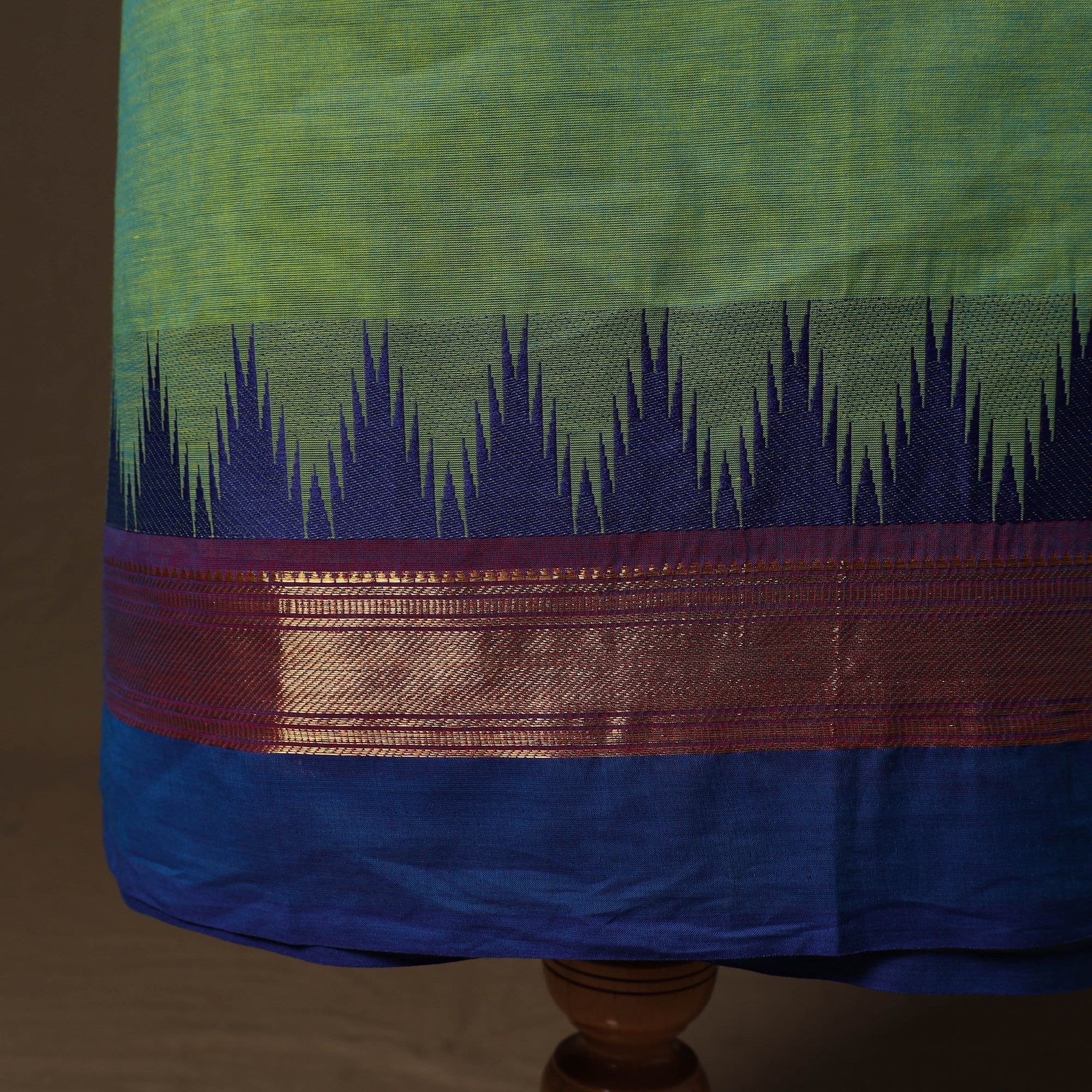 Green - Kandangi Chettinad Cotton 2pc Unstitched Dress Material 15 - Image 5