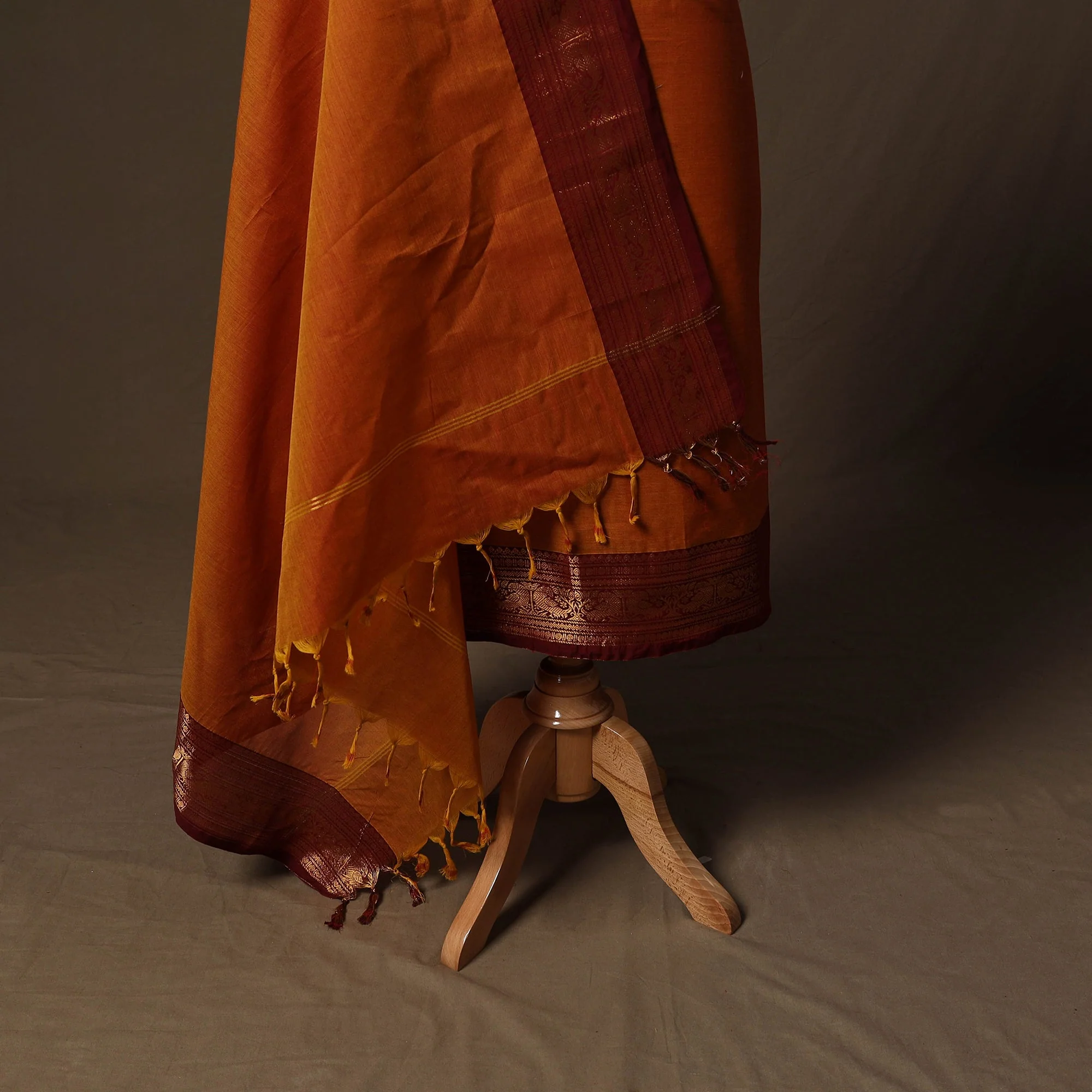 Orange - Kandangi Chettinad Cotton 2pc Unstitched Dress Material 32 - Image 4