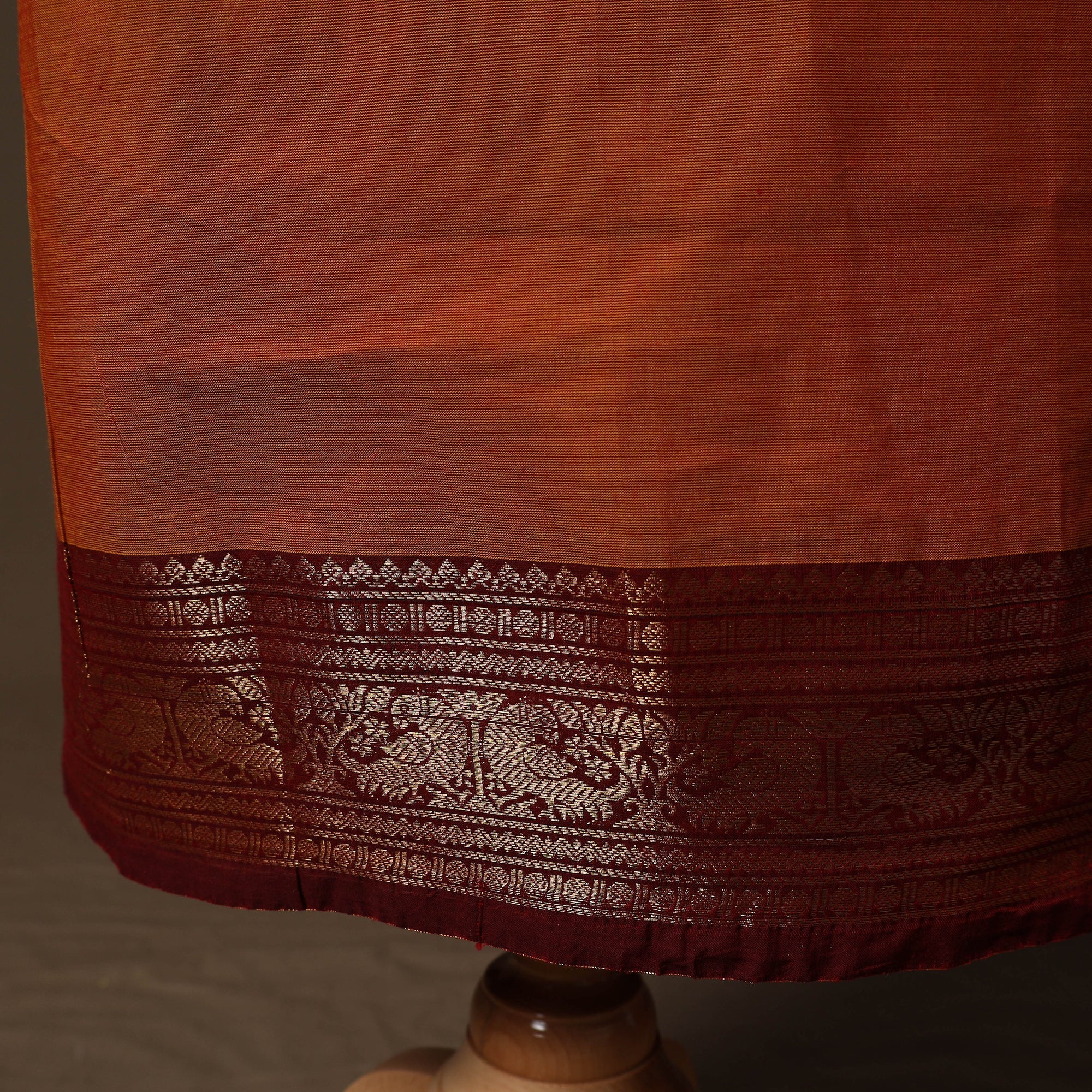 Orange - Kandangi Chettinad Cotton 2pc Unstitched Dress Material 32 - Image 5