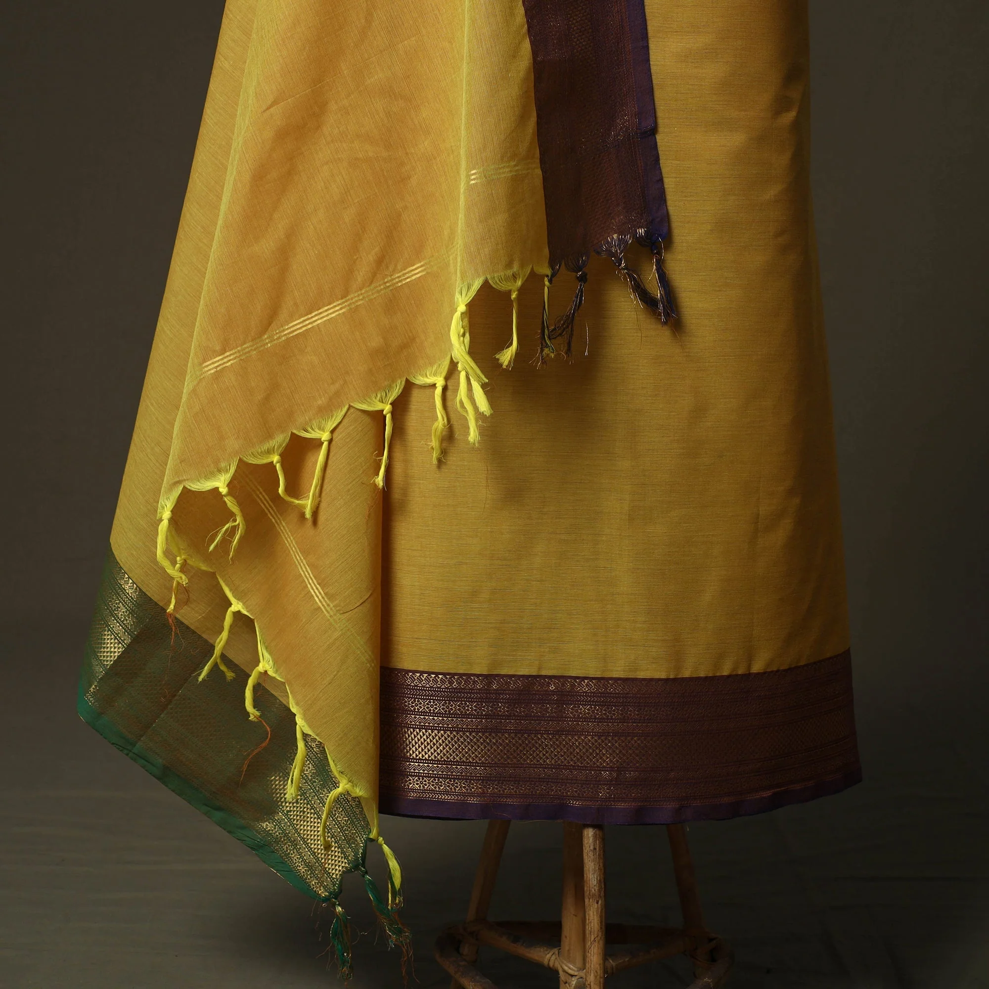 Yellow - Kandangi Chettinad Cotton 2pc Unstitched Dress Material 36 - Image 4