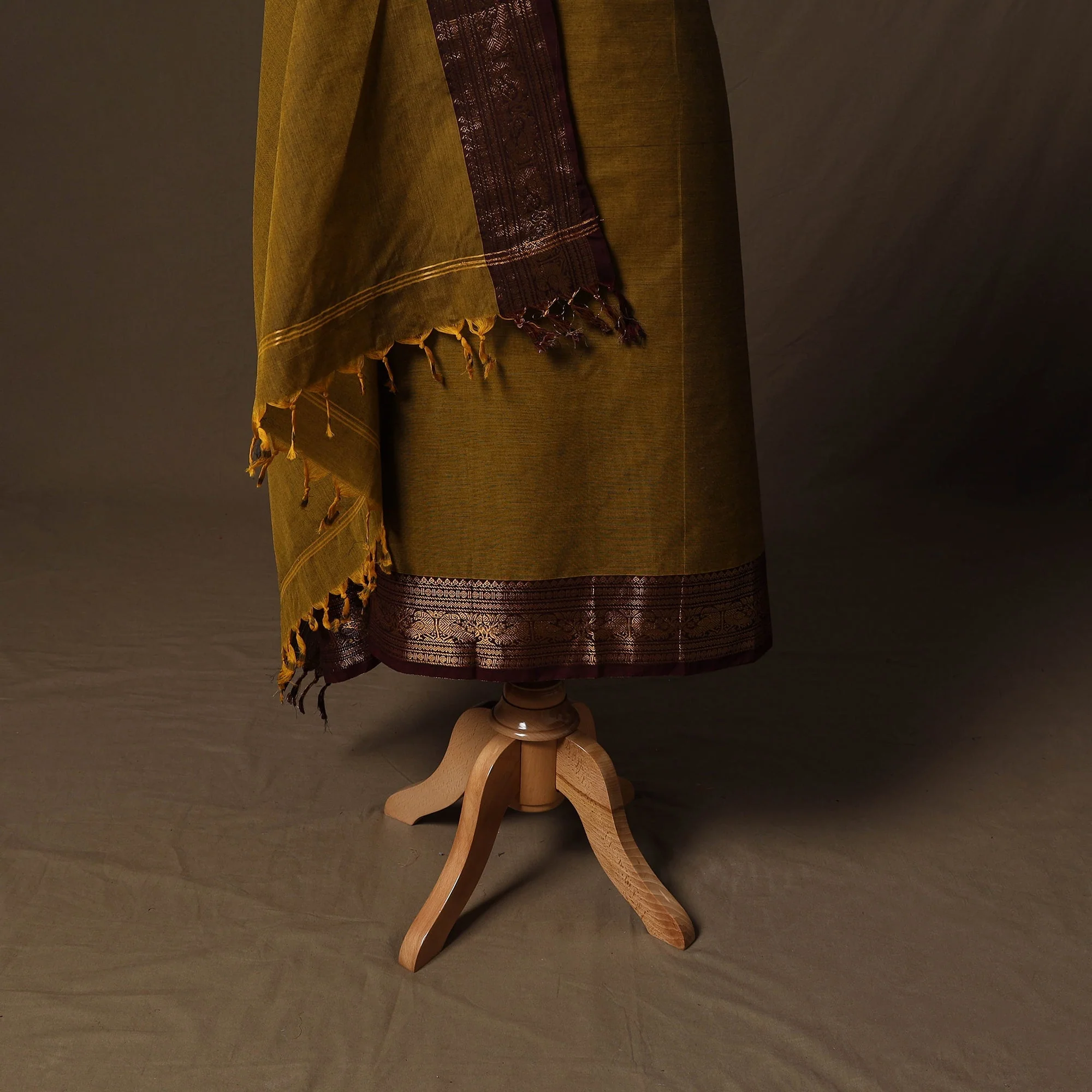Brown - Kandangi Chettinad Cotton 2pc Unstitched Dress Material 46 - Image 4
