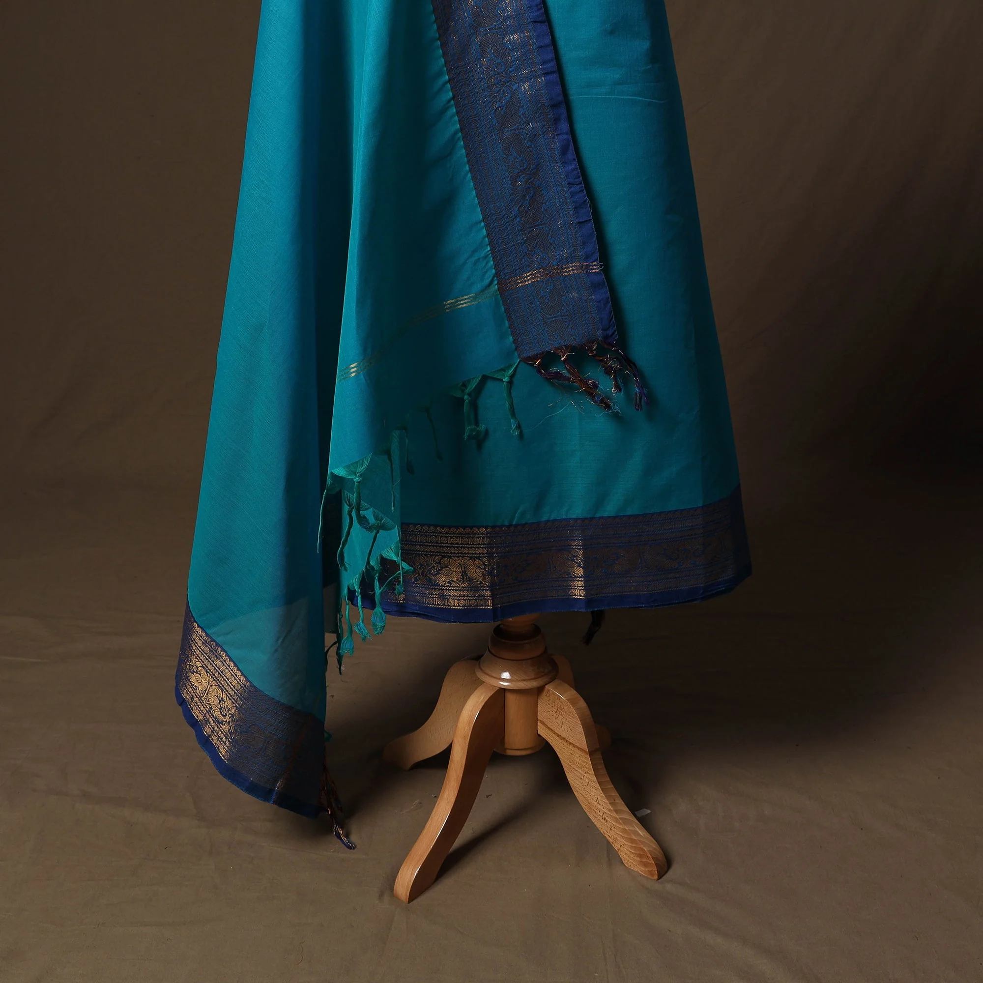 Blue - Kandangi Chettinad Cotton 2pc Unstitched Dress Material 47 - Image 4