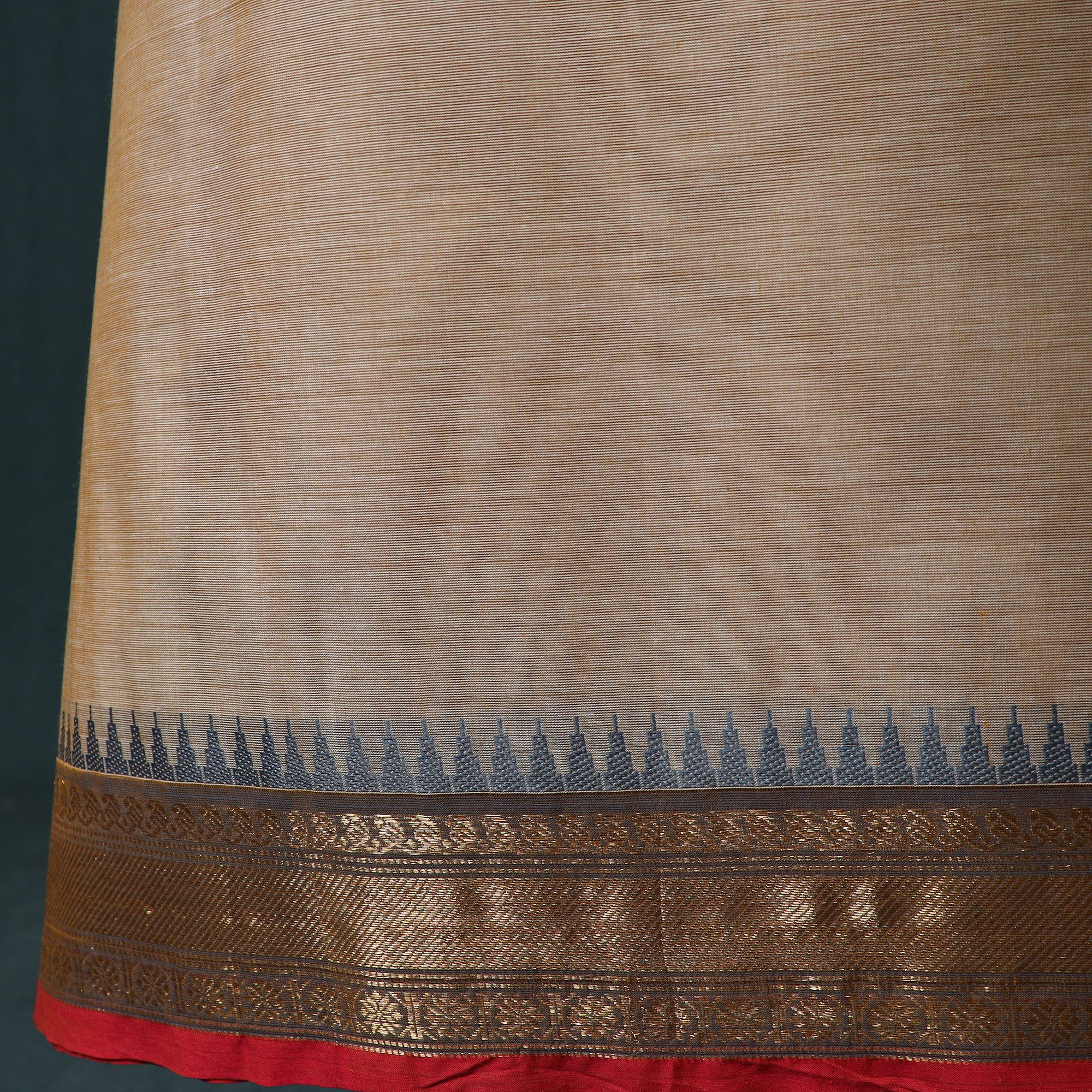 Beige - Kandangi Chettinad Cotton 2pc Unstitched Dress Material Kurta Set 09 - Image 5