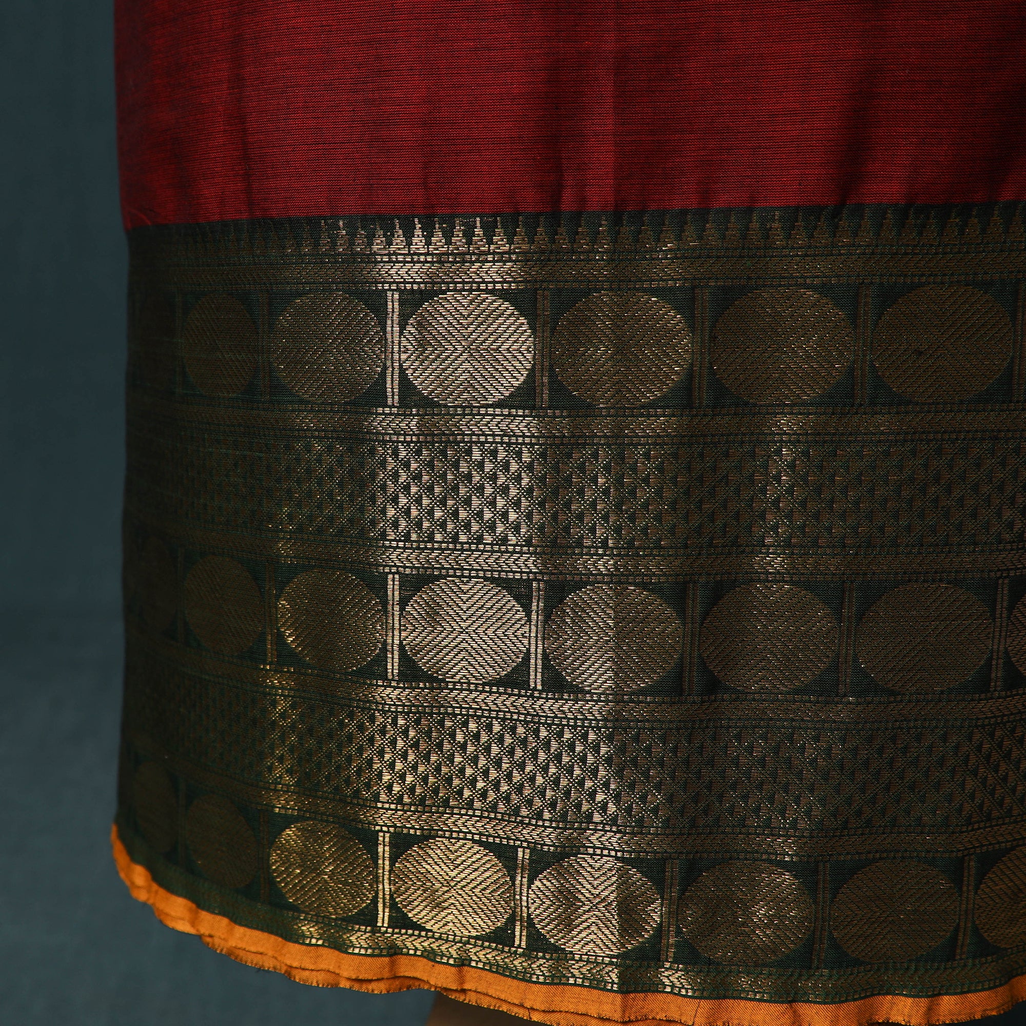 Red - Kandangi Chettinad Cotton 2pc Unstitched Dress Material Kurta Set 10 - Image 5