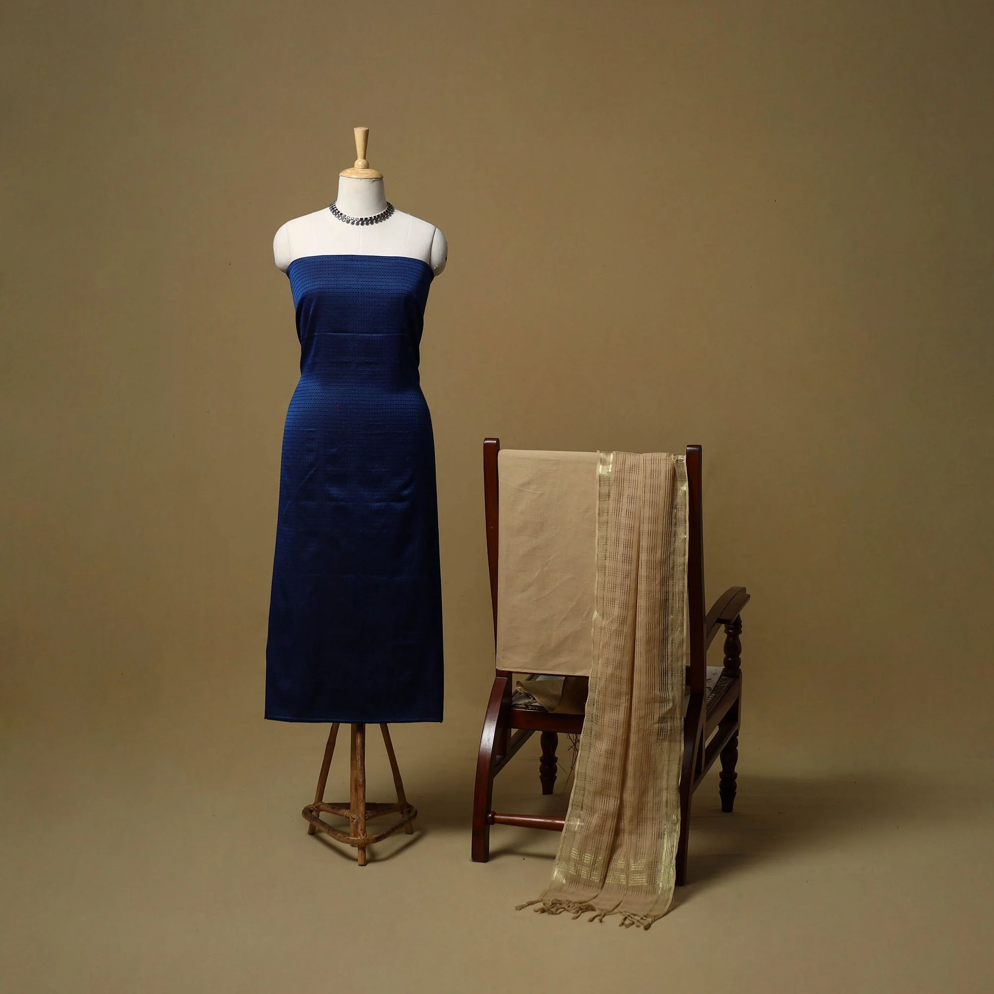 Blue - Karnataka Khun Cotton 3pc Unstitched Dress Material 06