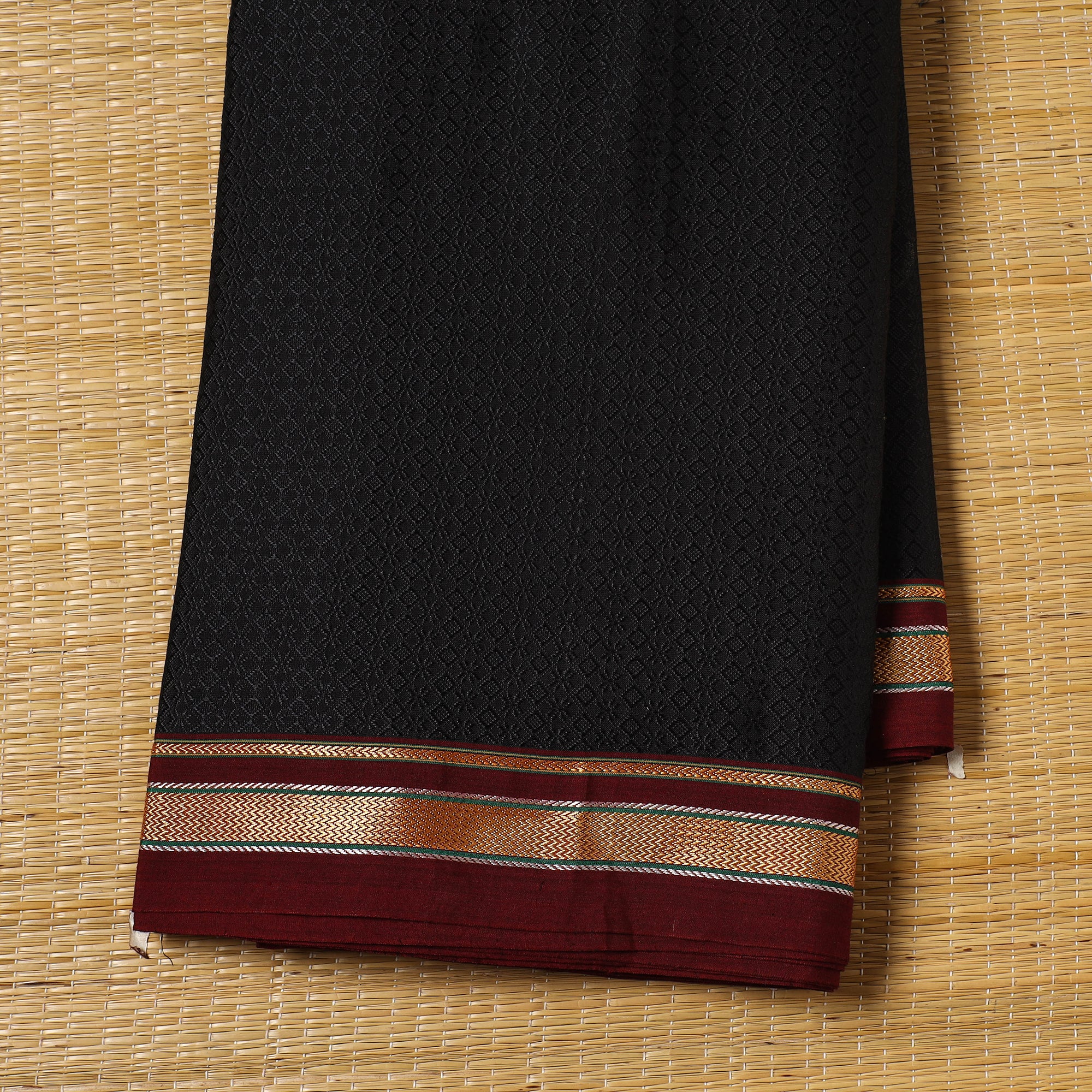 Black - Karnataka Weave Cotton Khun Fabric 05 - Image 2